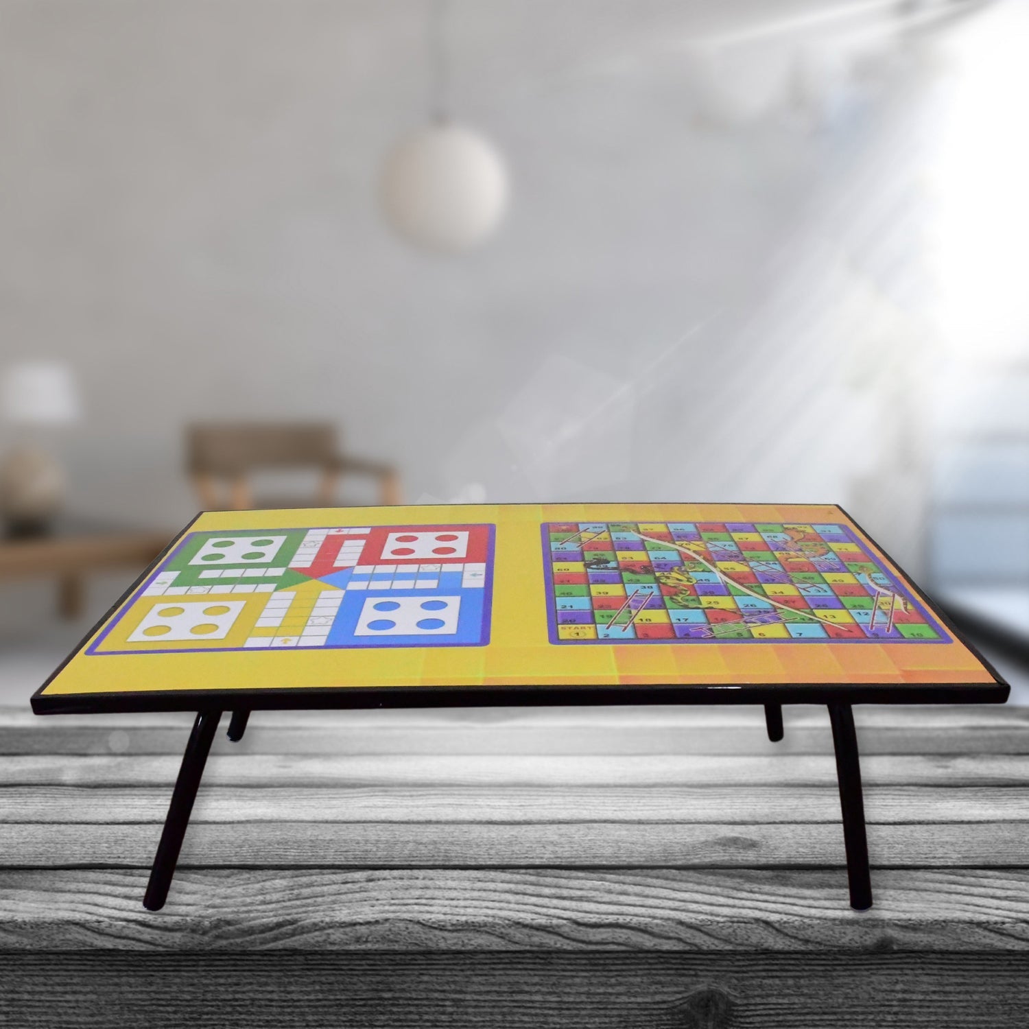 Foldable Multipurpose Mix Design Games Table Board || Bed Study Table (48 × 28 Cm / 1 Pc)  