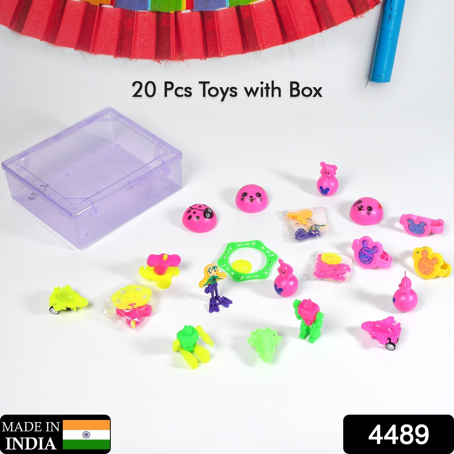 20pc Mix All New Toy With Plastic Commander Container , Mix All Types Playing Toy For Kids