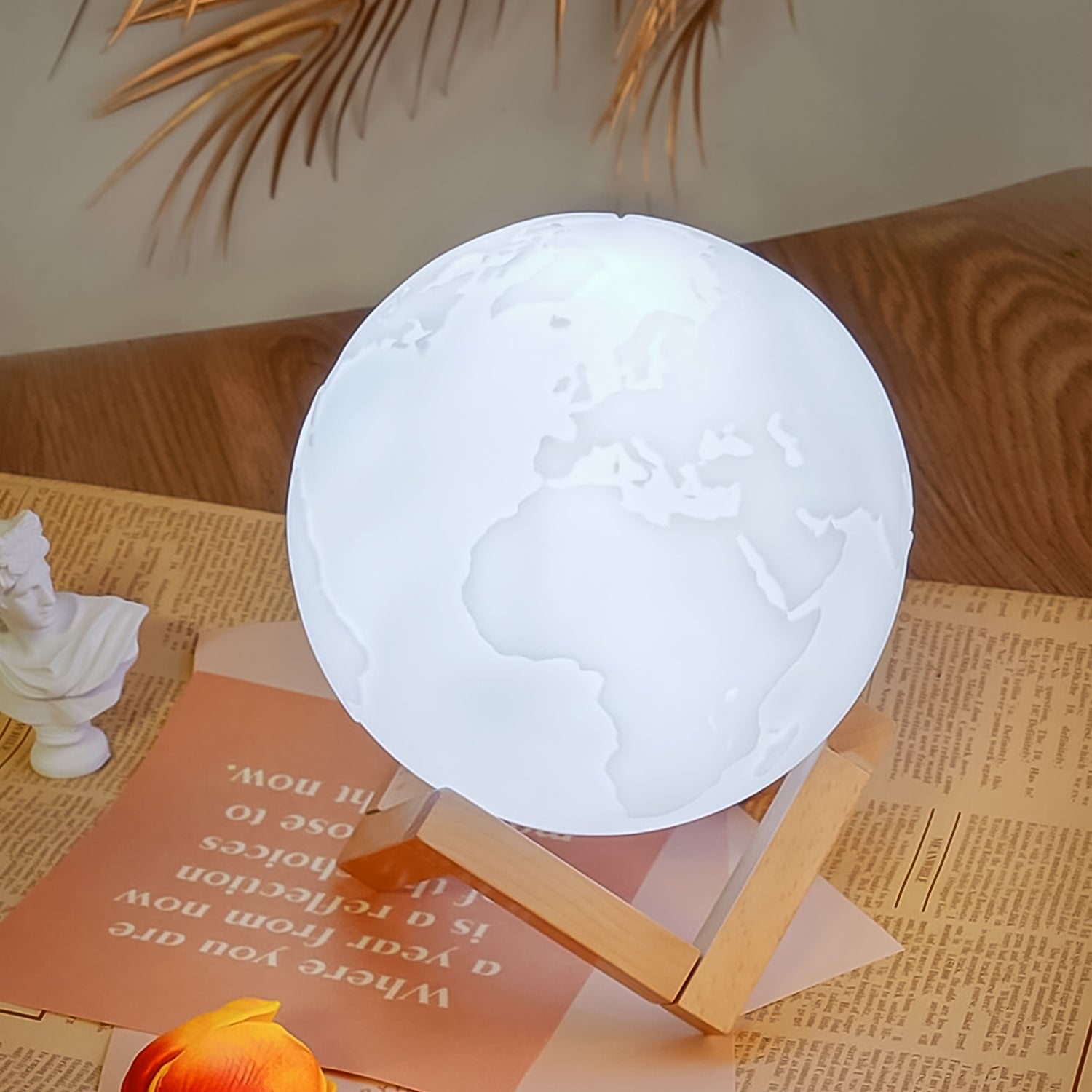 3D Moon Night Lamp with Stand (Color Box /  White & Yellow Light / 1 Pc)