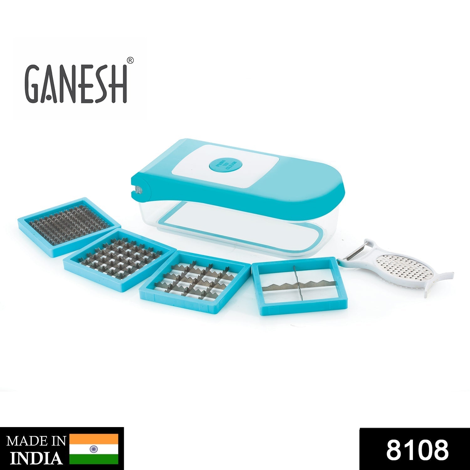 Ganesh 7 in 1 Plastic Vegetable Dicer, Blue