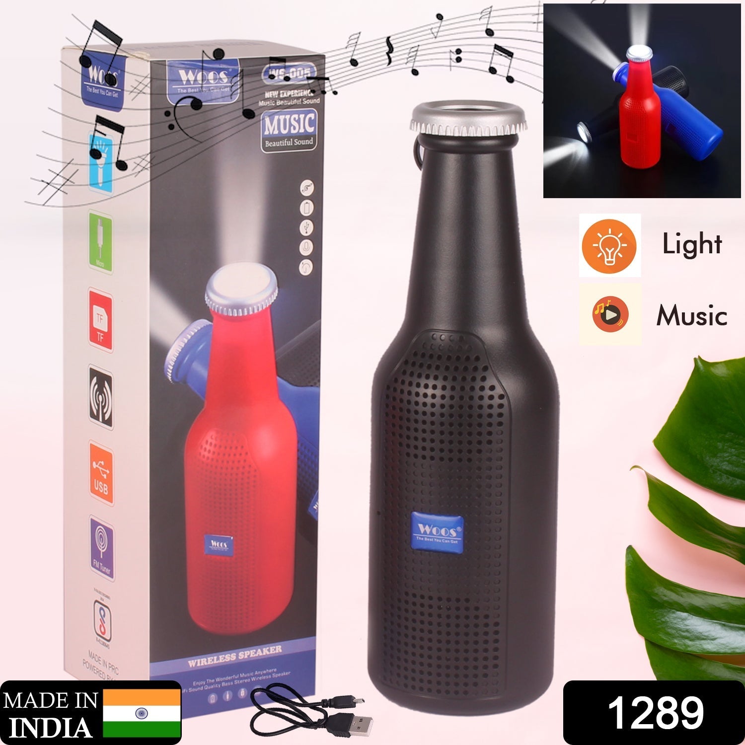 Bottle Shape Bluetooth Speaker And Weatherproof Enhanced Wireless USB Rechargeable Calling / FM / AUX / USB / SD Card Support Portable Bluetooth Speaker with Rich Deep Bass blootuth speaker(Media Player)