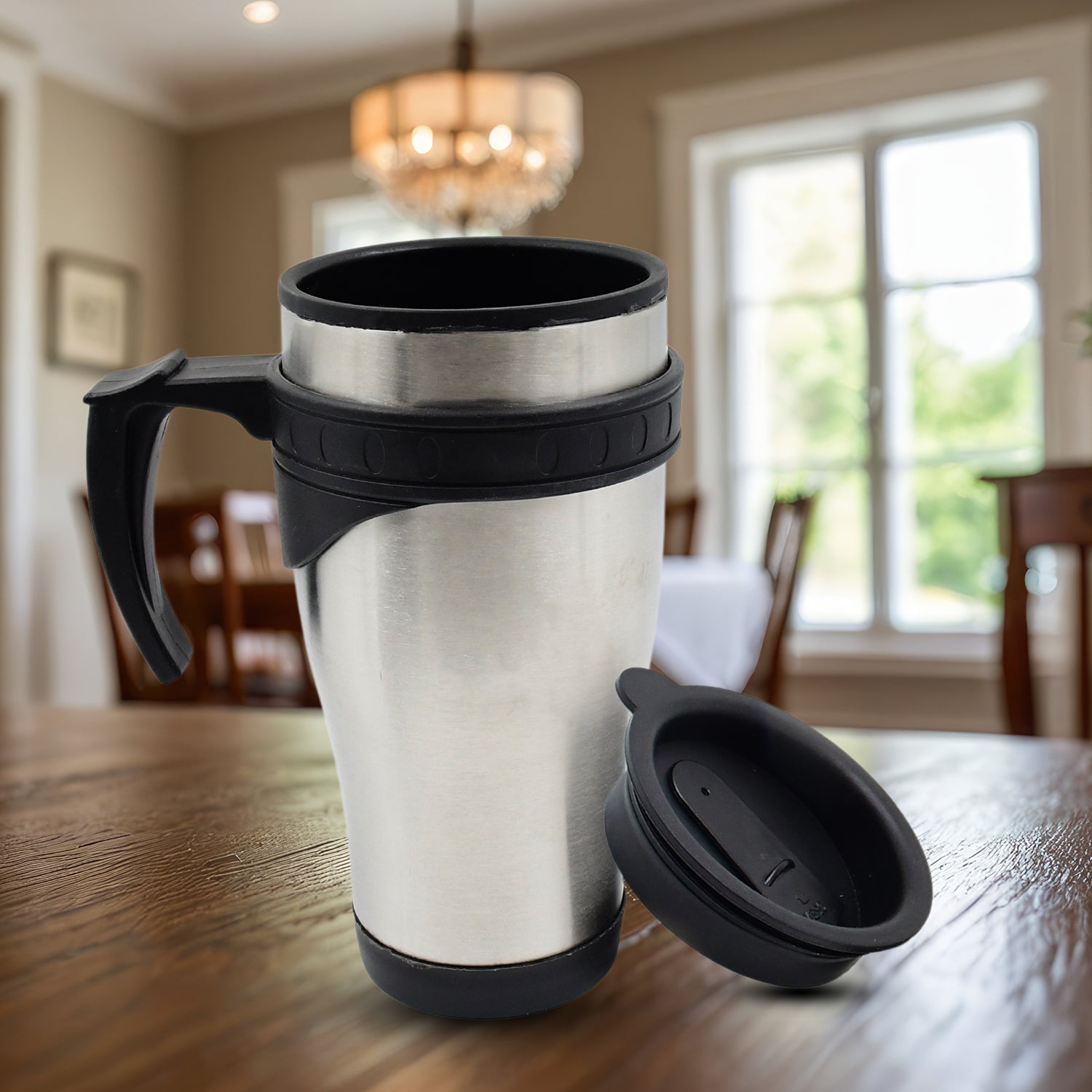 Stainless Steel Vacuum Glass Insulated Glass Coffee Cups (With Lid & Handle / 1 pc)