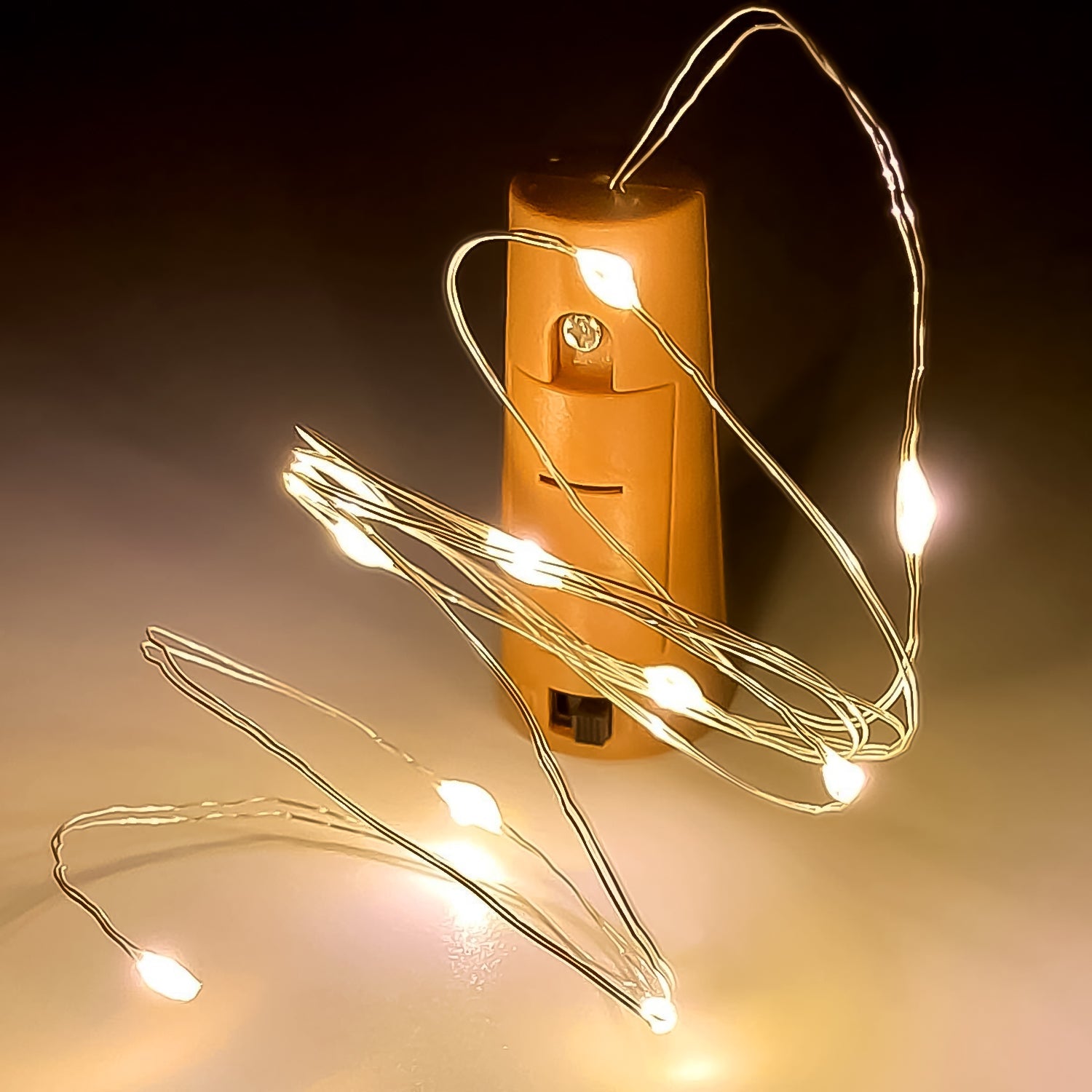 Wine Bottle Cork String Light | Multi LED / 2M Cable Length Copper Wire Battery Operated Warm white / 1 Pc)