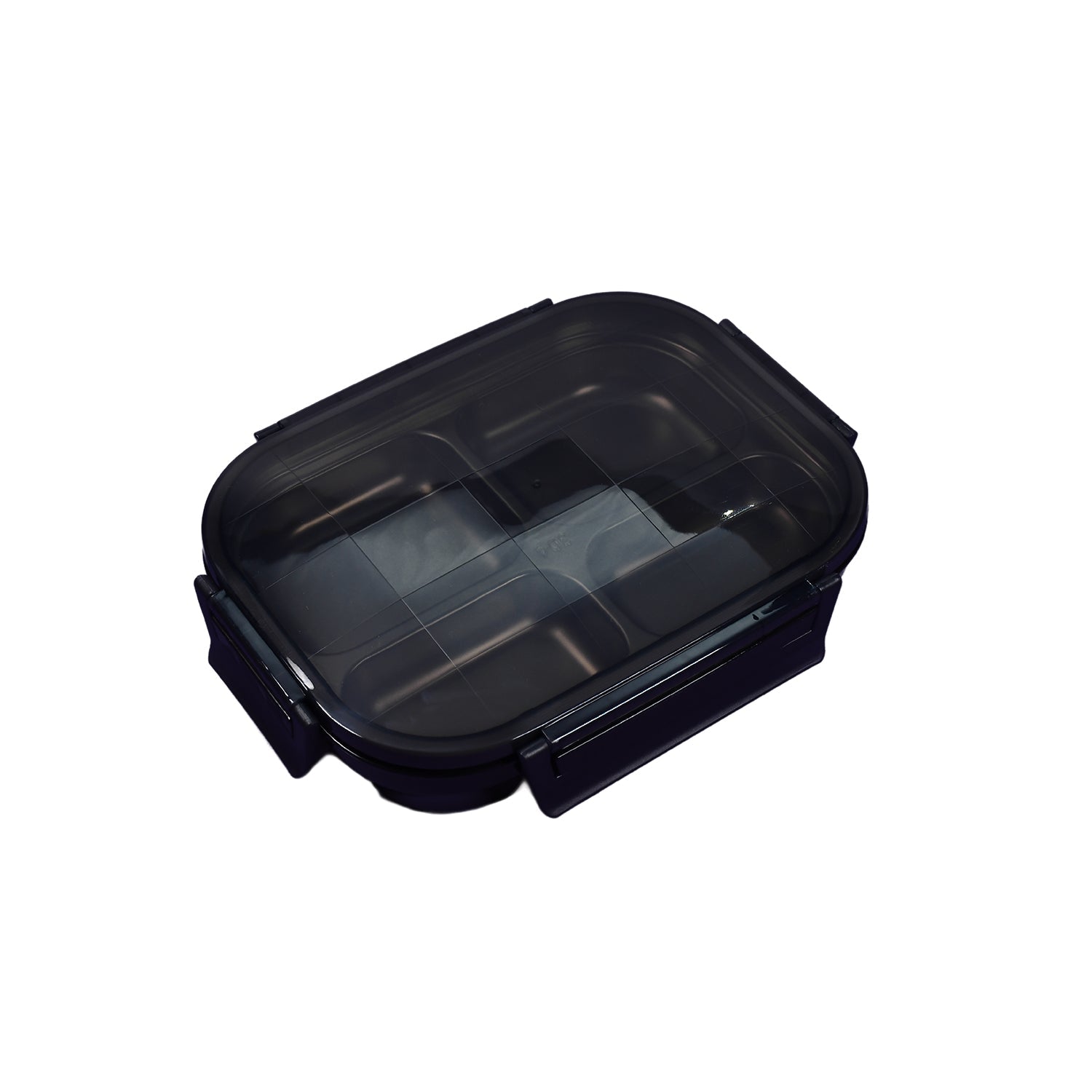 Black Transparent 4 Compartment Lunch Box for Kids and adults, Stainless Steel Lunch Box with 4 Compartments.