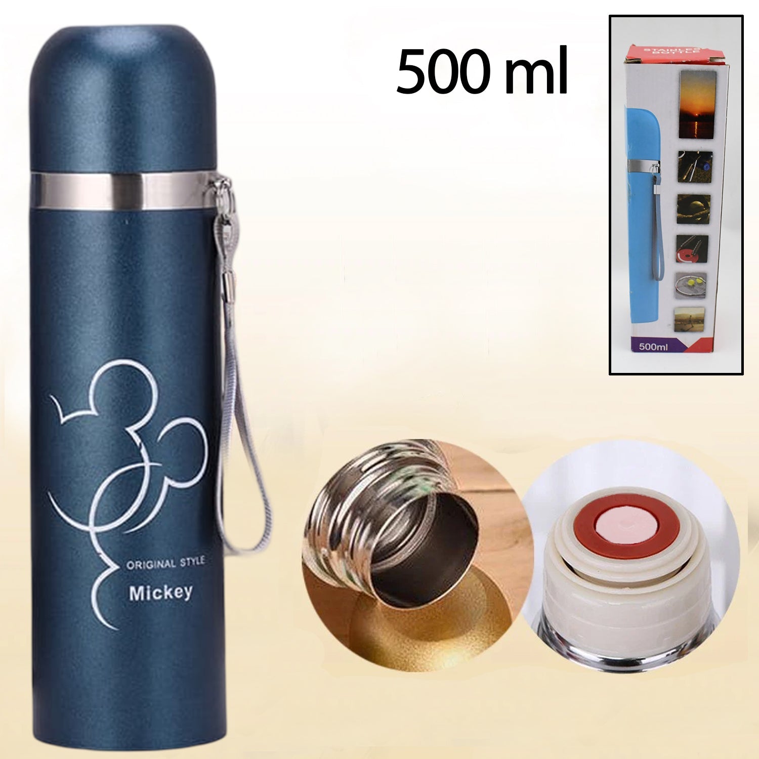 Stainless Steel Thermal mug / Water Bottle, vacuum flask (500 ML / 1 Pc / Mix Color)