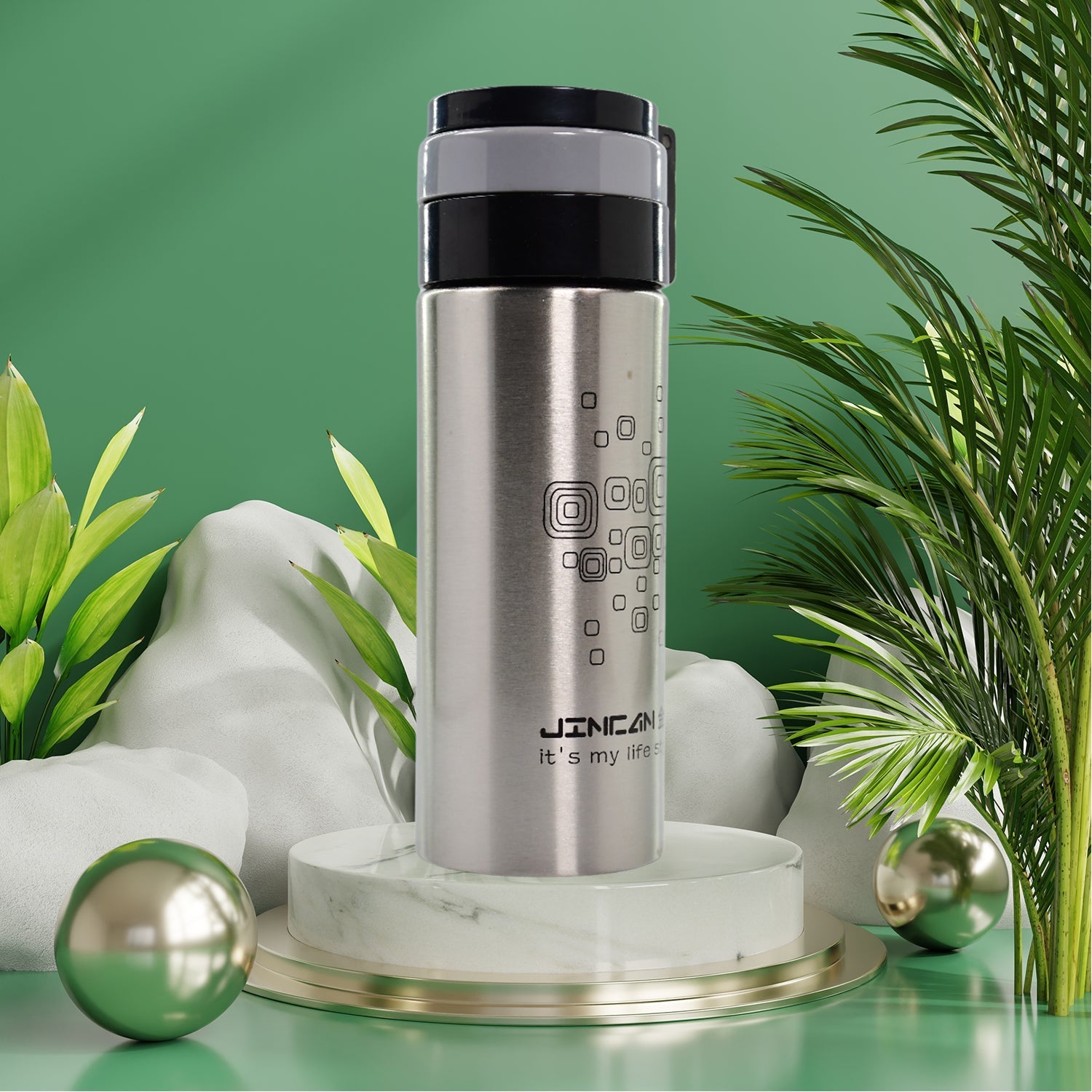 450Ml STAINLESS STEEL WATER BOTTLE WITH RING CAP FOR MEN WOMEN KIDS | THERMOS FLASK | REUSABLE LEAK-PROOF THERMOS STEEL FOR HOME OFFICE GYM FRIDGE TRAVELLING