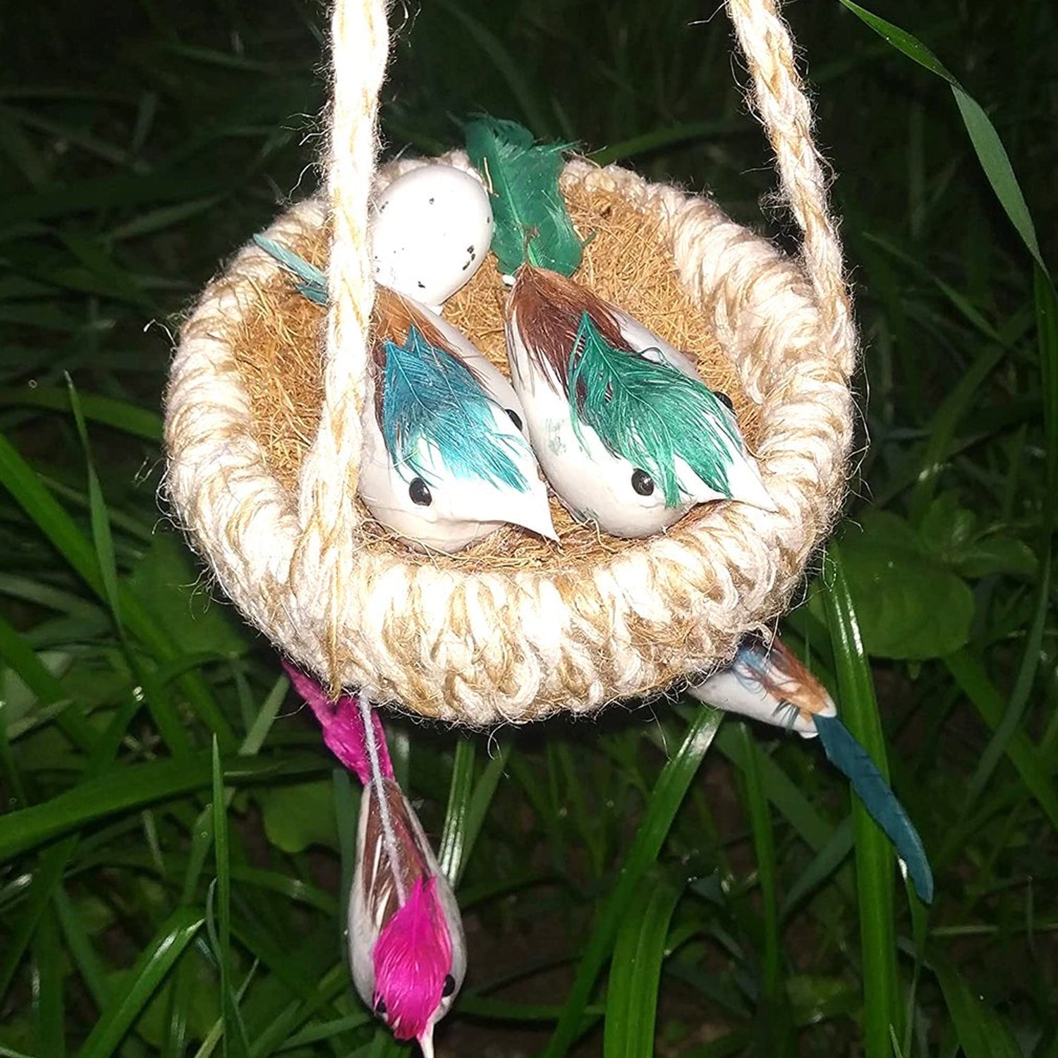 ARTIFICIAL JUTE HANGING BIRDS NEST JHUMAR CHIDIYAN KA GHOSLA With Brown Box