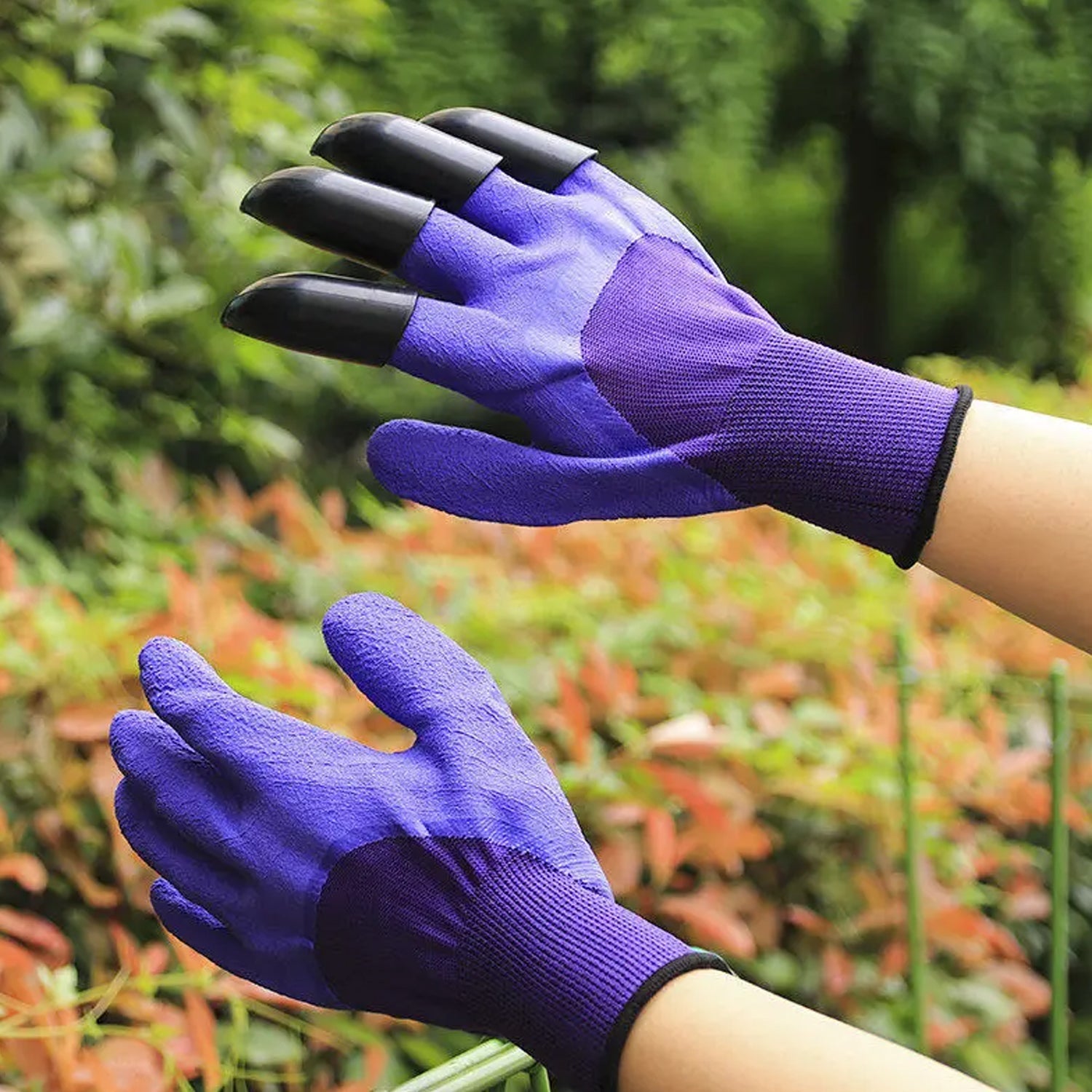 Garden Farming Gloves With Hand Fingertips & Plastic Claws (1 Pair)