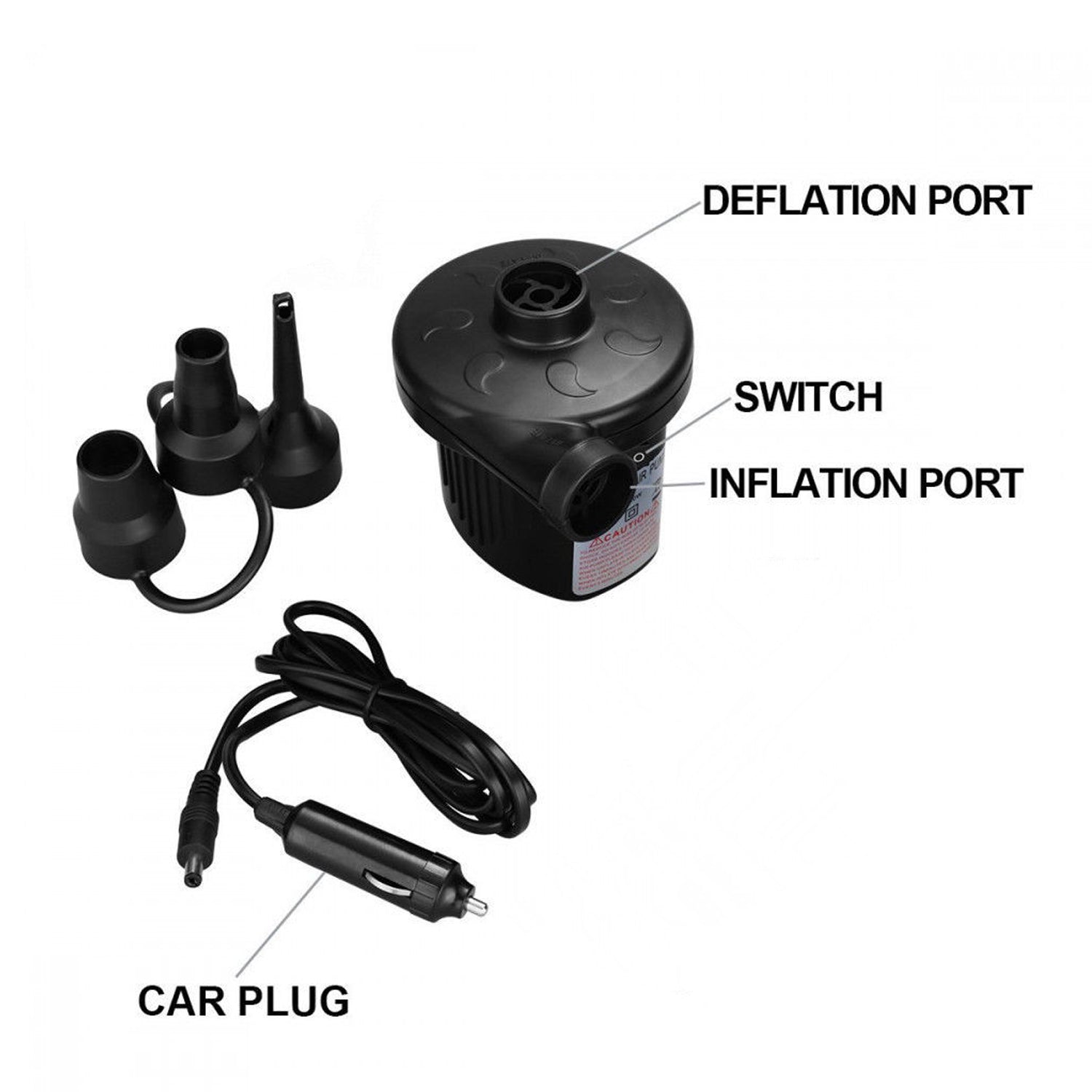 Multi-Purpose Electric Air Pump Without Valve Adaptors for Quickly Inflates/Deflates Sofa, Bed, Swimming Pool Tubes, Toys, Air Bags