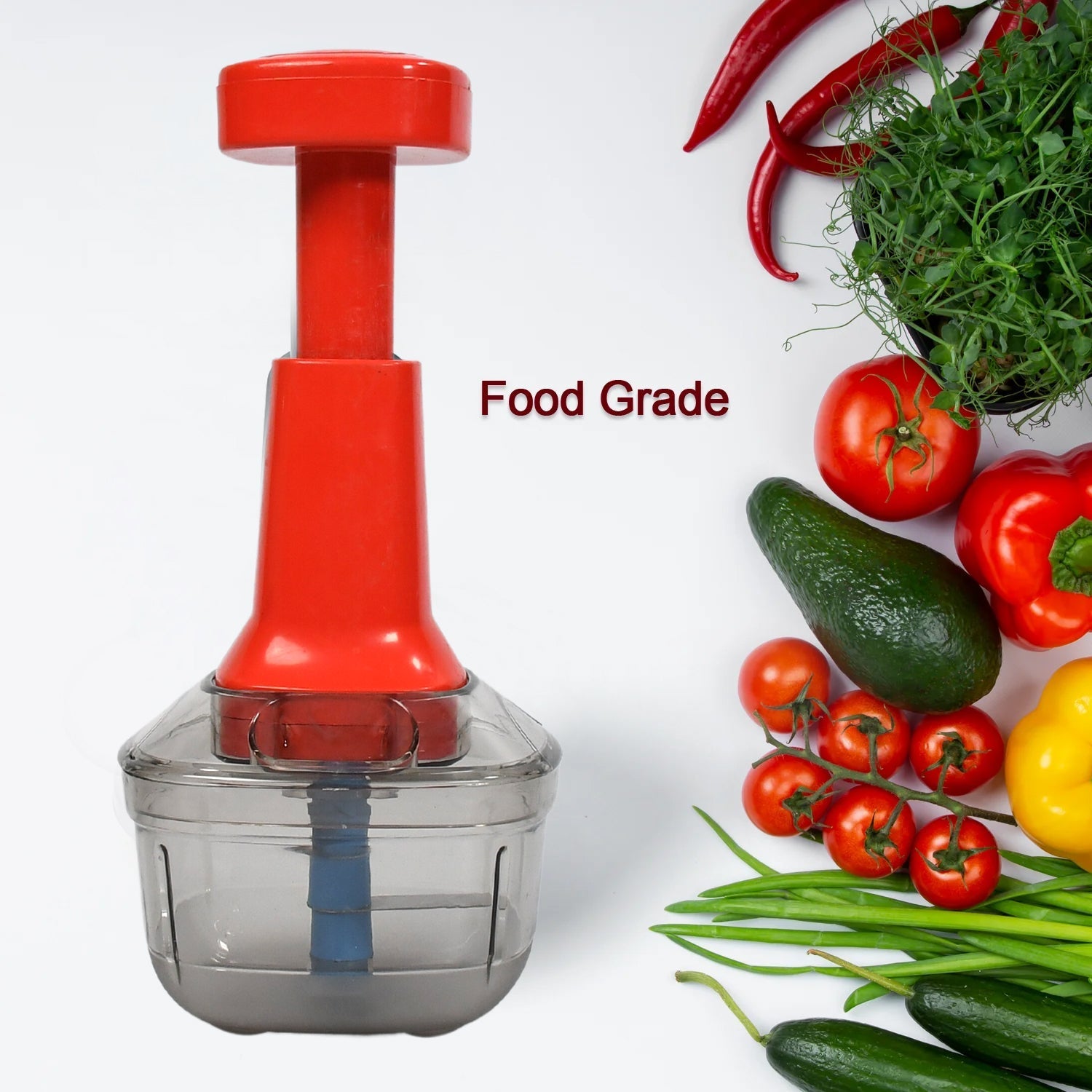 Manual Food Push Chopper And Hand Push Vegetable Chopper, Cutting Chopper For Kitchen With 3 Stainless Steel Blade ( B Grade Chopper )