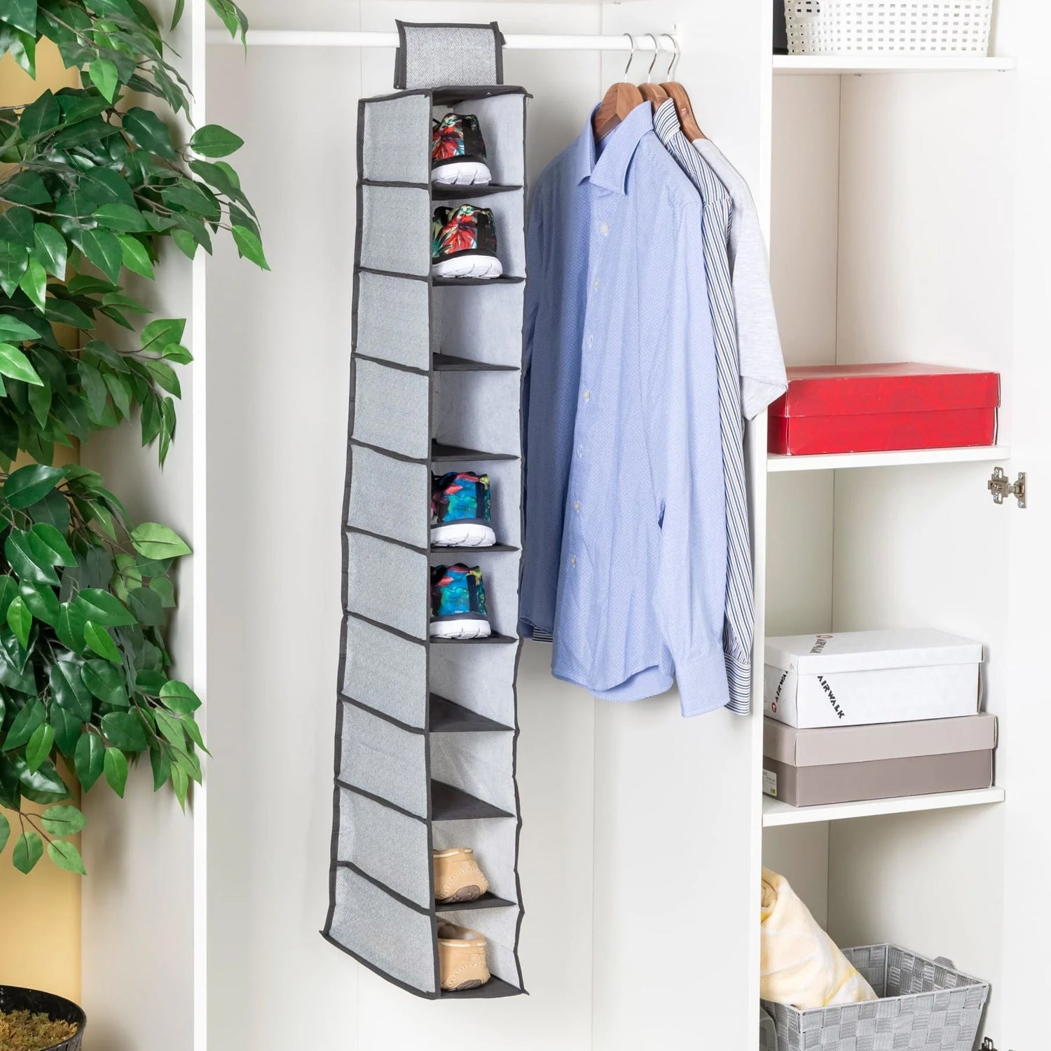 10tier Multipurpose Storage Rack, Foldable, Collapsible Fabric Wardrobe Organiser for Clothes