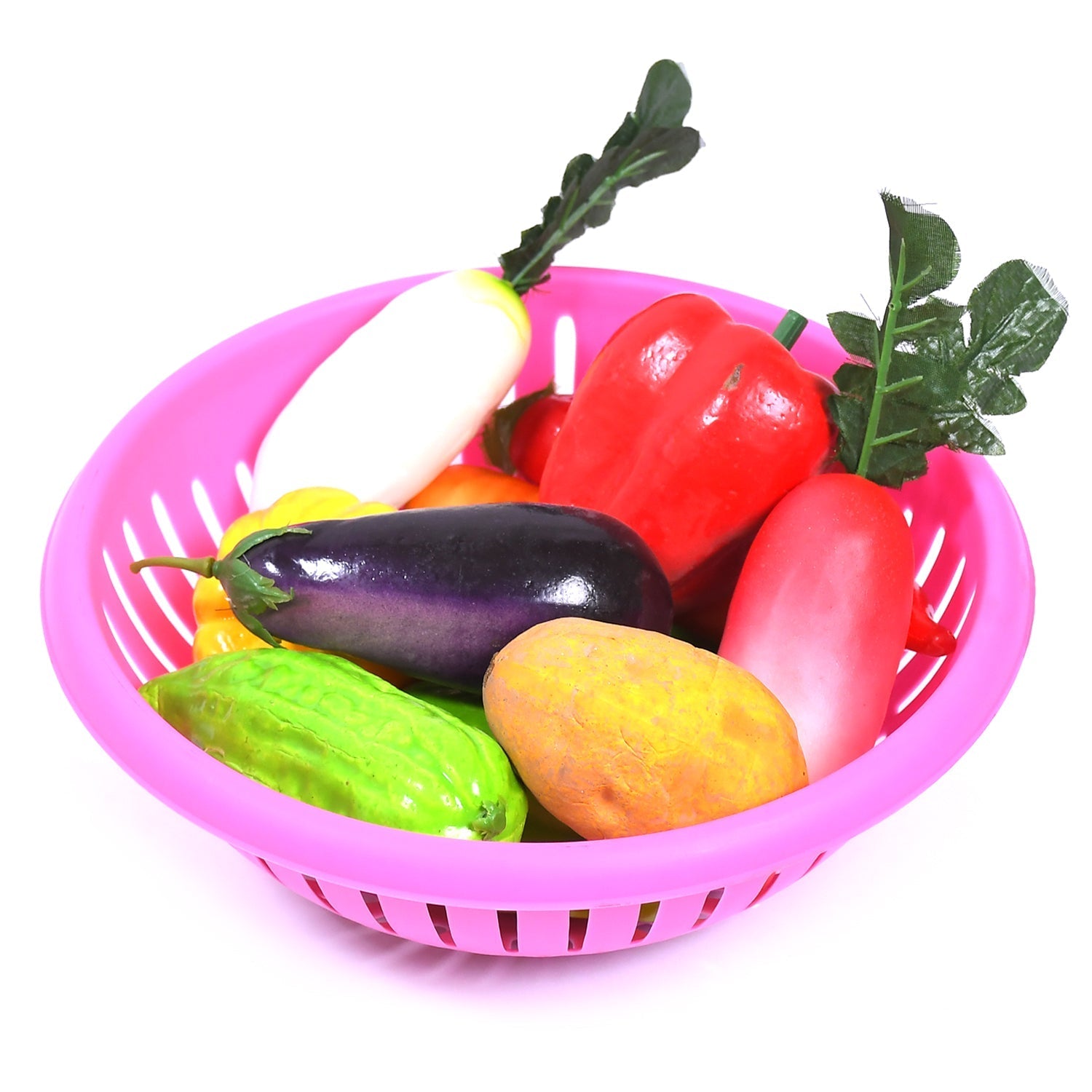 Round Unbreakable Plastic Basket with Handle, Organizers & Storage Basket for Fish, Fruit, Vegetable, Multipurpose Use ( MOQ = 10 )