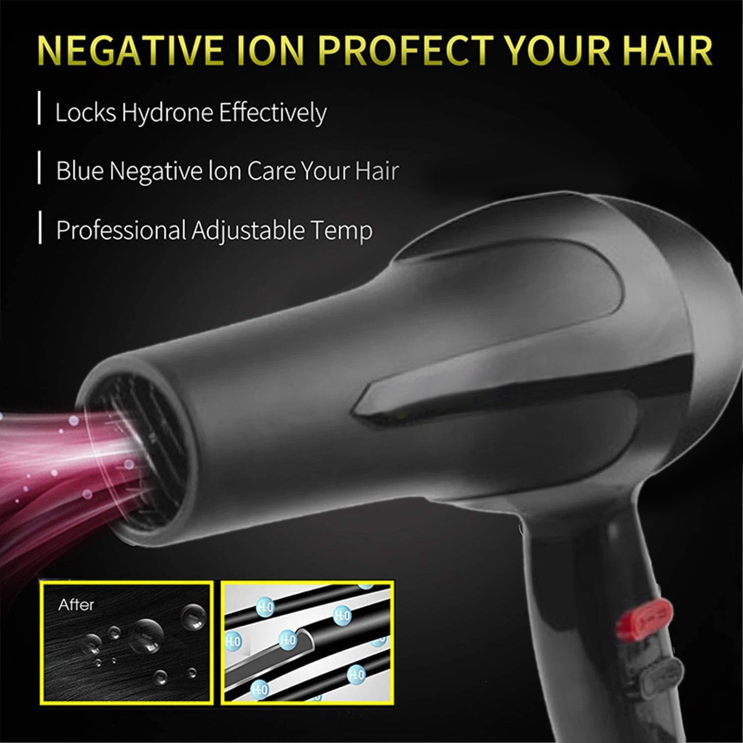 1500 Watts Professional Hair Dryer 2888 (Black)