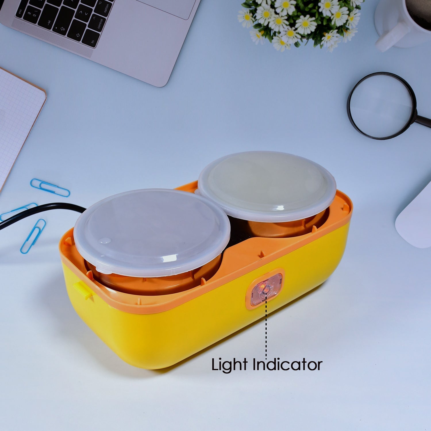 2Layer Electric Lunch Box for Office, Portable Lunch Warmer with Removable 4 Stainless Steel Container.