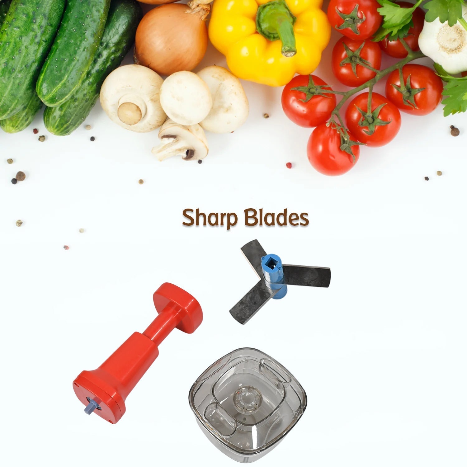 Manual Food Push Chopper And Hand Push Vegetable Chopper, Cutting Chopper For Kitchen With 3 Stainless Steel Blade ( B Grade Chopper )