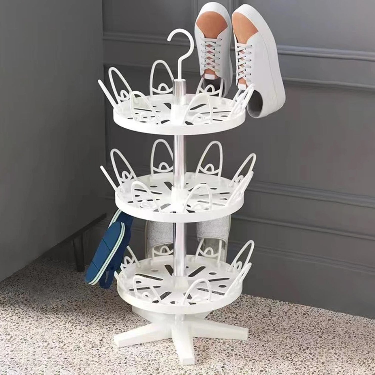 Rotating Shoe Rack, 3 Layer/ 3 Tier Rotating Shoe Rack (1 Pc)