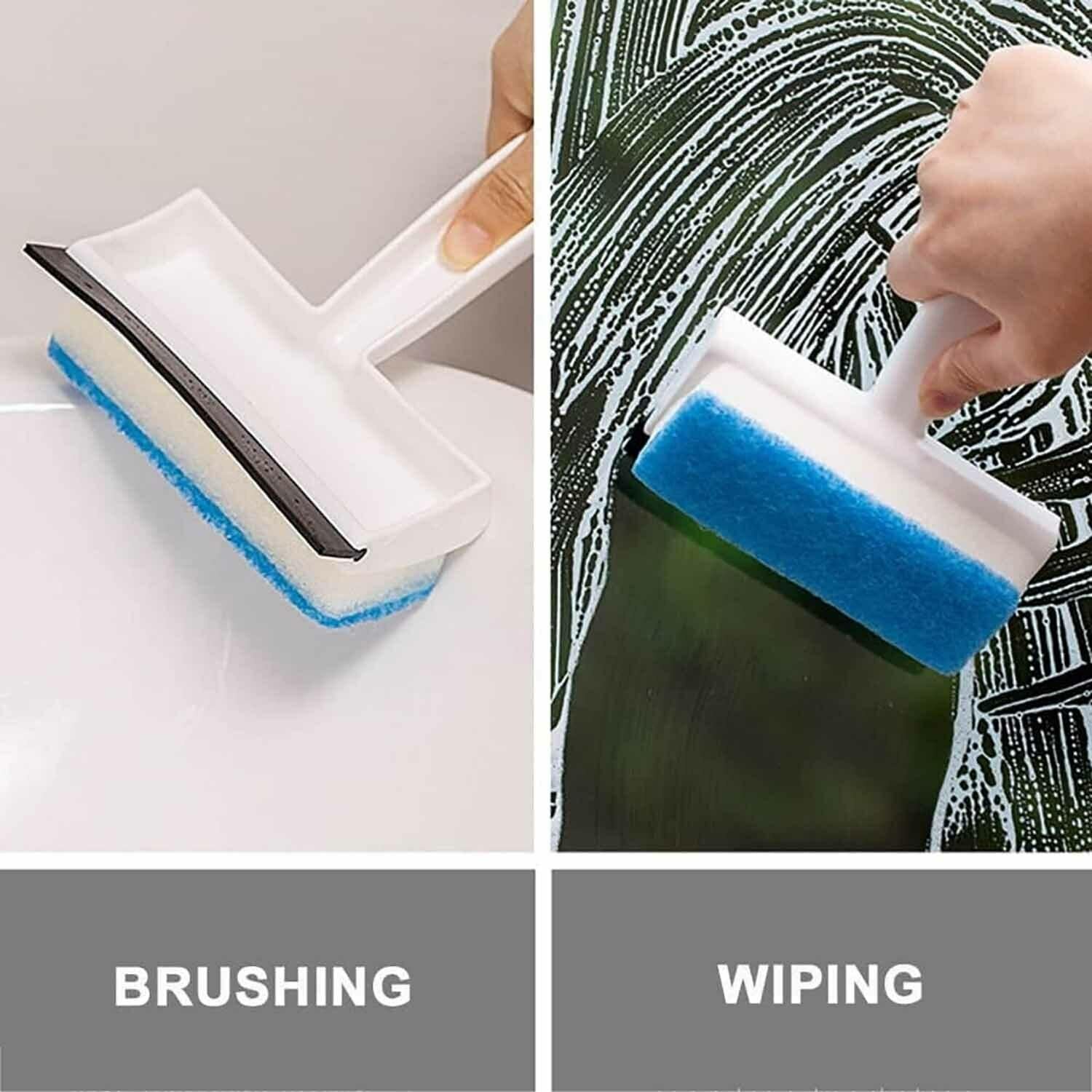 2-in-1 Glass Wiper & Cleaning Brush | Double-Sided Mirror, Tile, and Grout Cleaner for Bathroom & Windows