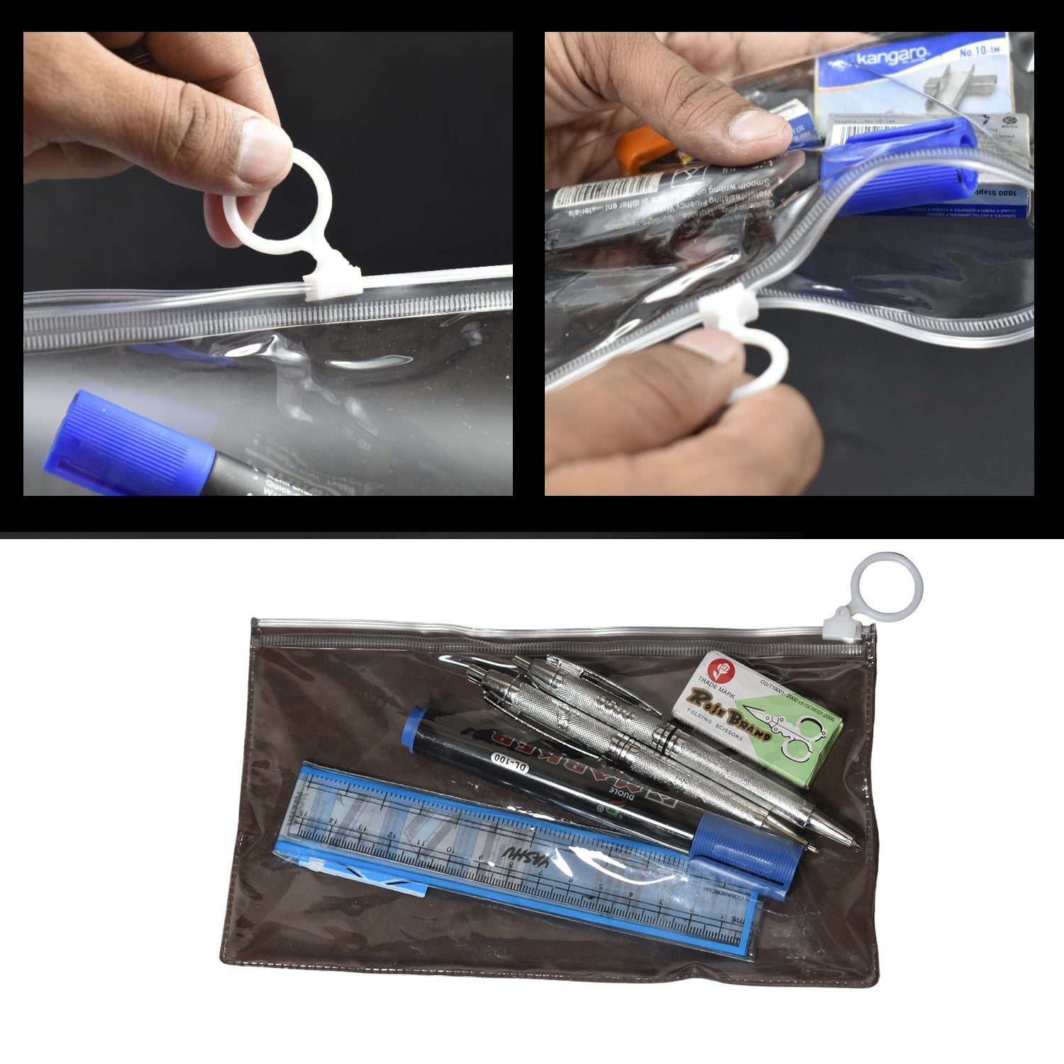 6-Pcs Combo Zipper Pouch scissor Ruler Pen And Marker Used While Studying By Teachers And Students In Schools And Colleges Etc.