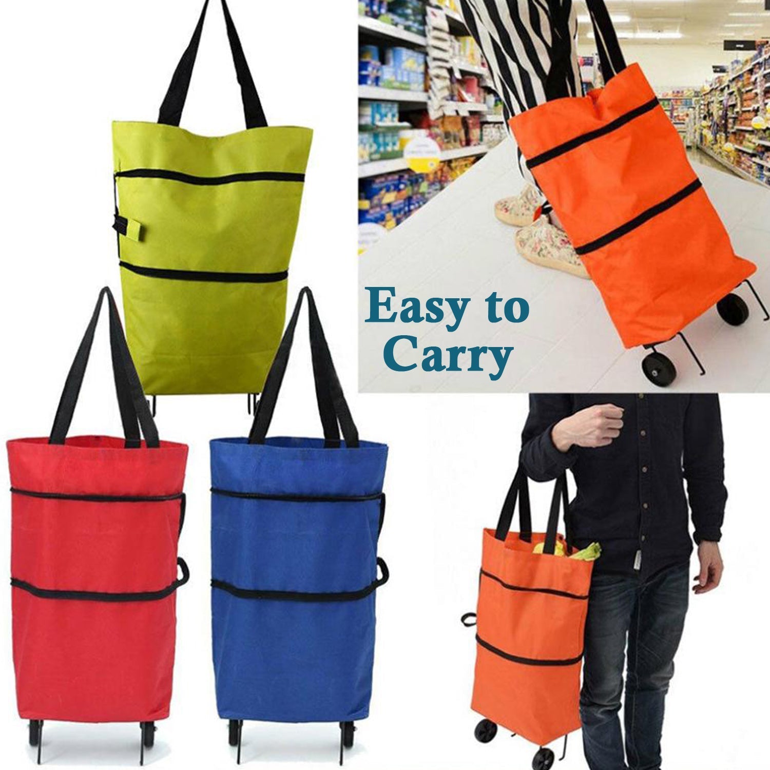 Folding Cart Bags Trolley Shopping Bag For Travel Luggage