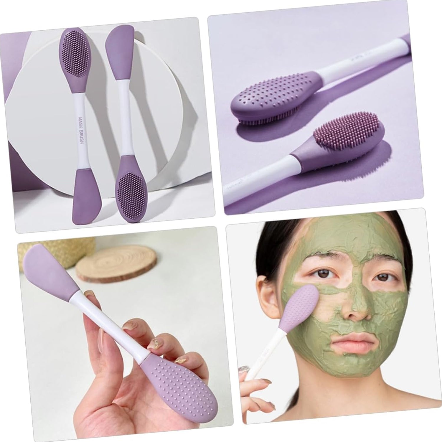 Double-headed Silicone Mask Brush Face Cleansing and Applying Mud Mask Beauty Salon Special Brush Smear Tool Facial Scrub Silicone Wash Scrubber Face Tools (1 Pc)