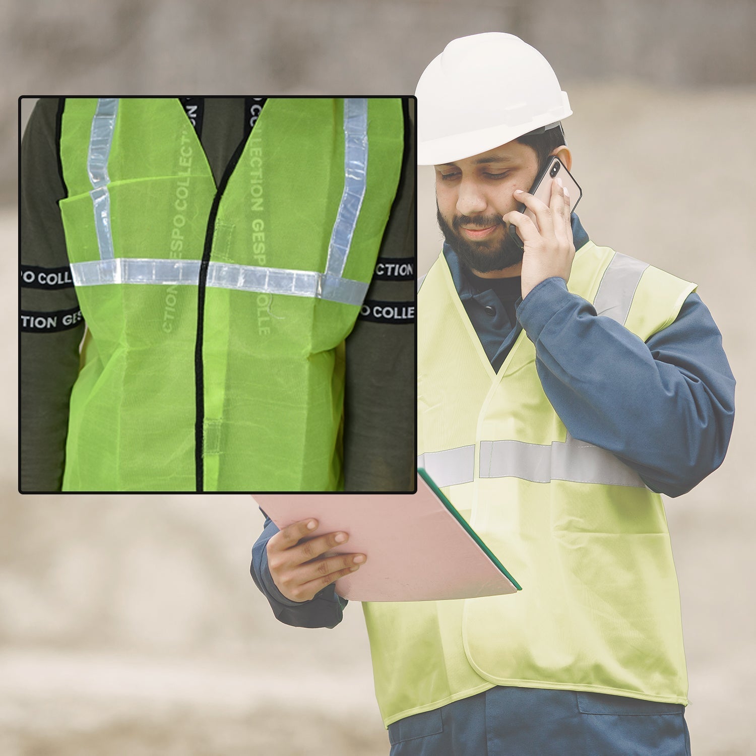 Green Safety Jacket For Having protection against accidents usually in construction area's.