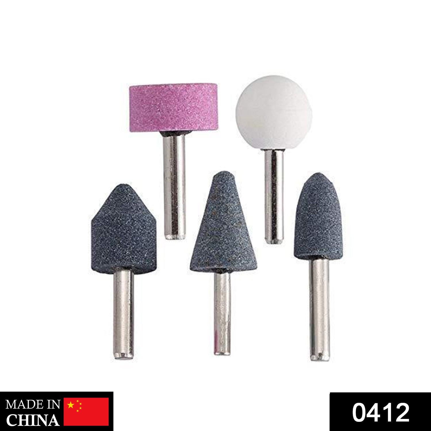 '-5 Pcs Shank Abrasive Mounted Stone (Multicolour)