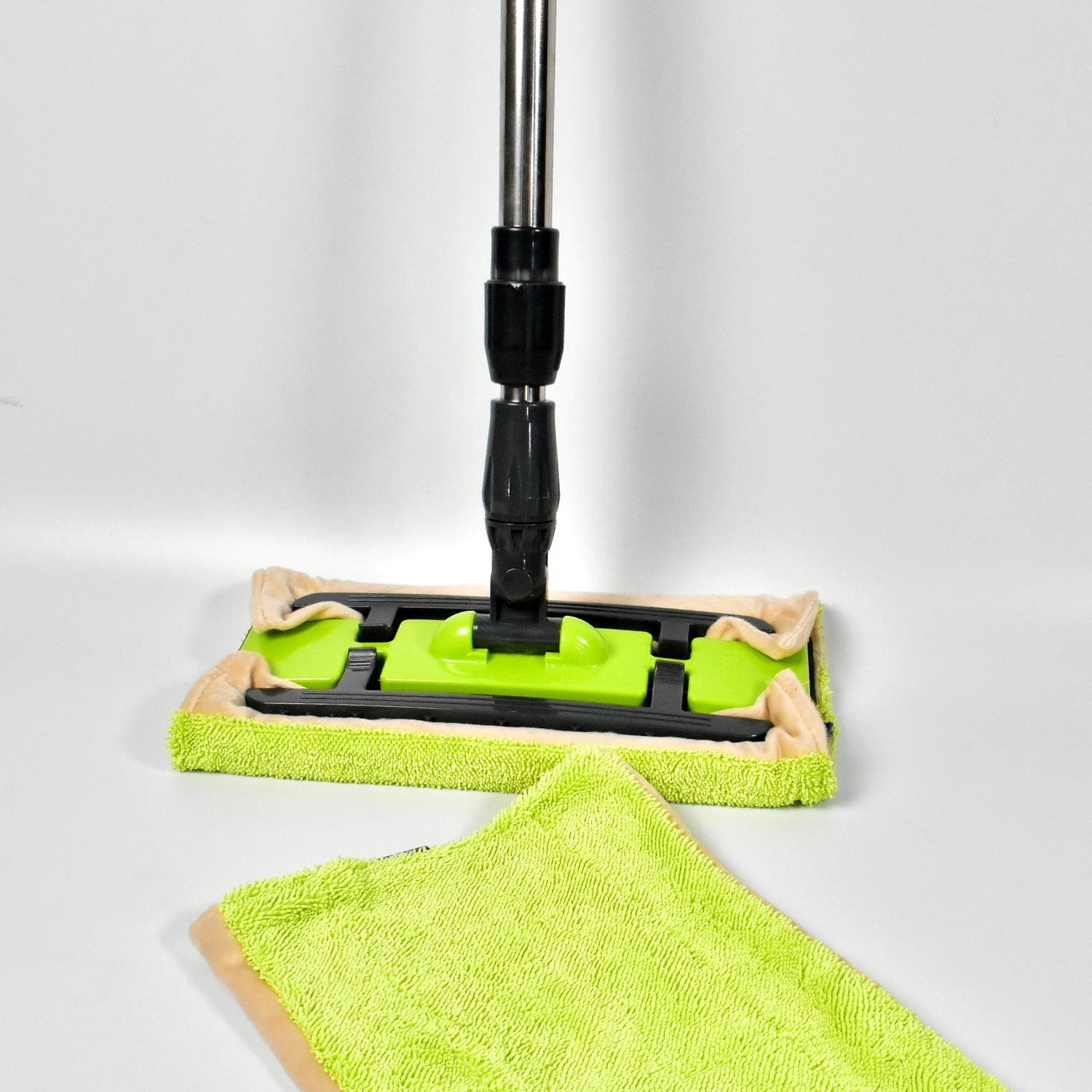 DRY CLEANING FLAT MICROFIBER FLOOR CLEANING MOP WITH STEEL ROD LONG HANDLE DRY MOP