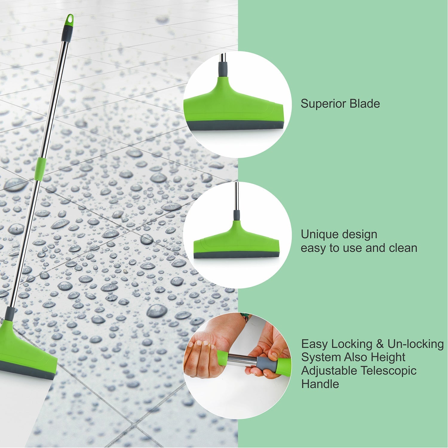 Adjustable Bathroom / Floor Stainless Steel Rod Wiper, Plastic Floor Wiper