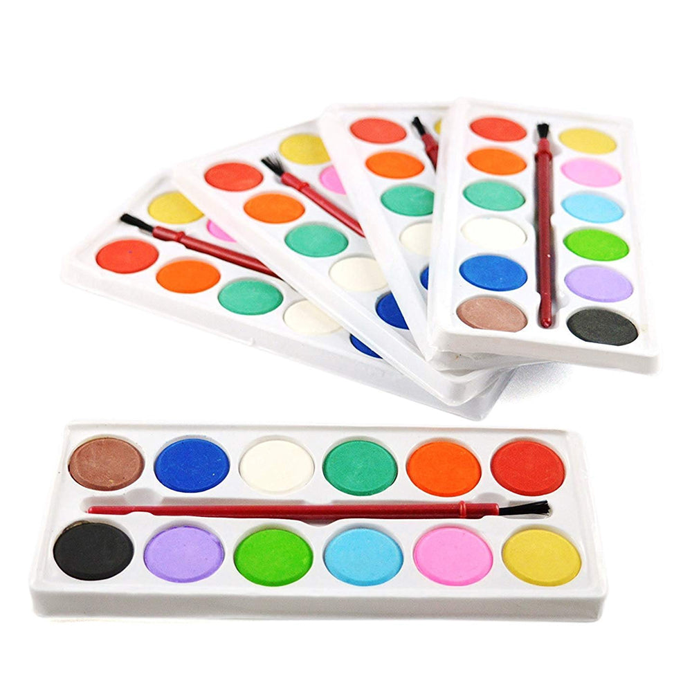 Painting Water Color Kit - 12 Shades and Paint Brush (13 Pcs)