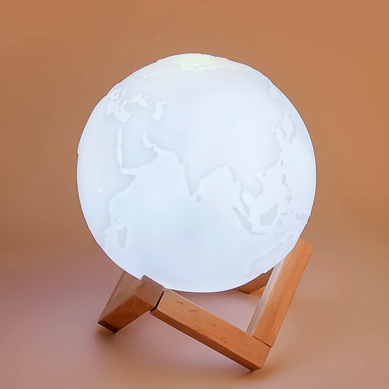 3D Moon Night Lamp with Stand (Color Box /  White & Yellow Light / 1 Pc)