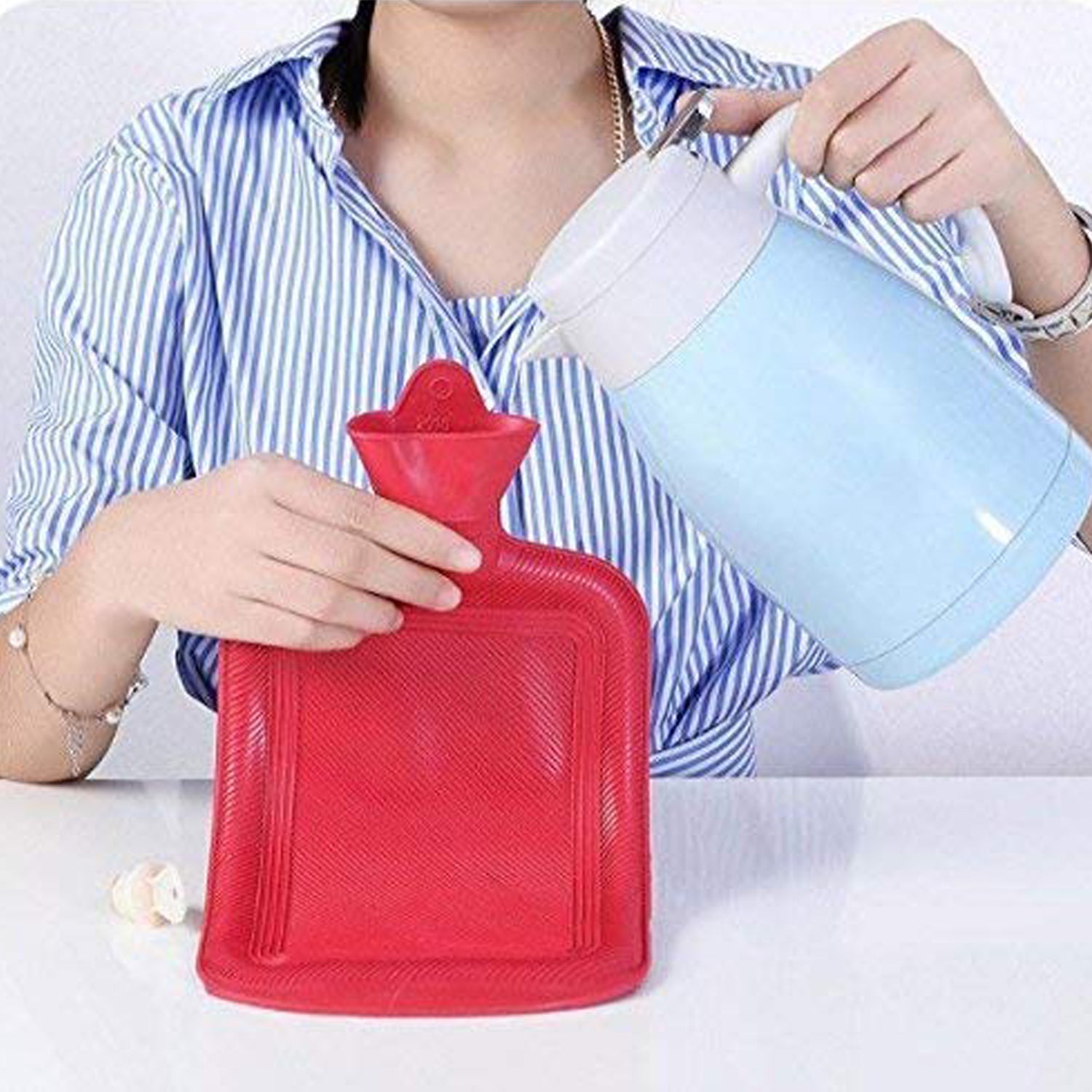 (Small) Rubber Hot Water Heating Pad Bag for Pain Relief