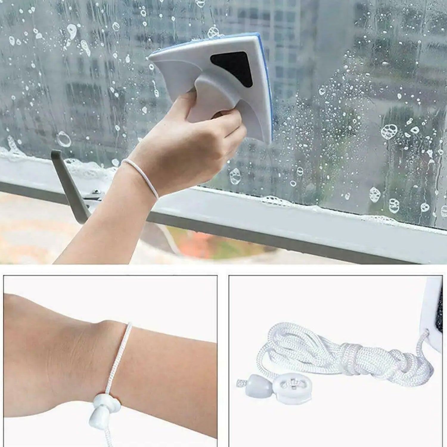 DOUBLE FACE GLASS CLEANER WINDOW SQUEEGEE, MAGNETIC WINDOW WASHING EQUIPMENT