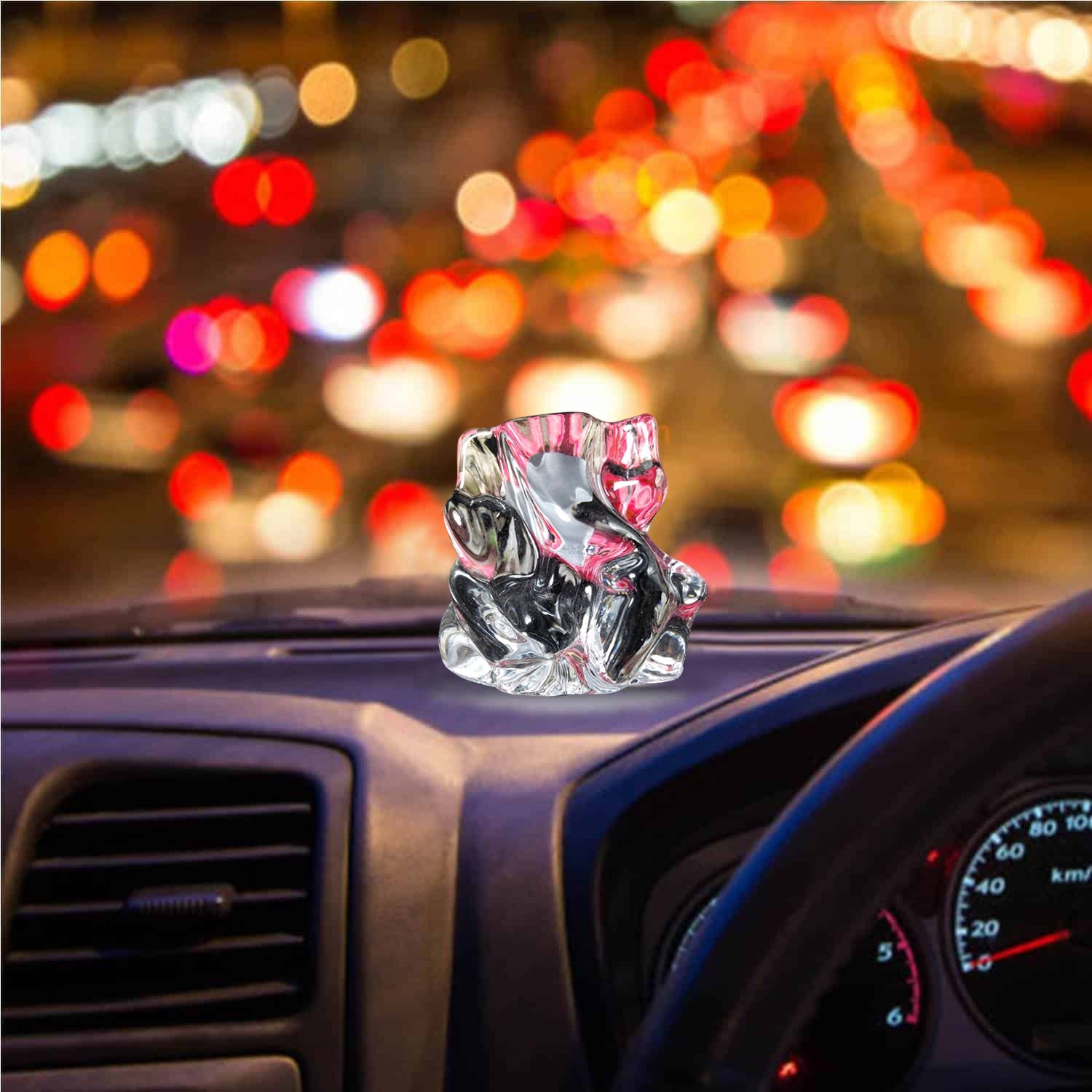 Crystal Glass Ganesha Idol for Home, Office and Car Dashboard