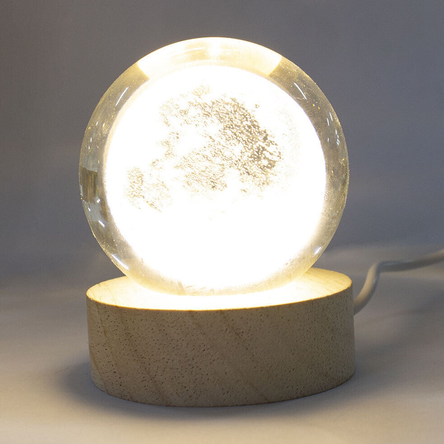 Moon 3D Crystal Ball Lamps with Base For Bedroom 3D Lamps (1 Pc)