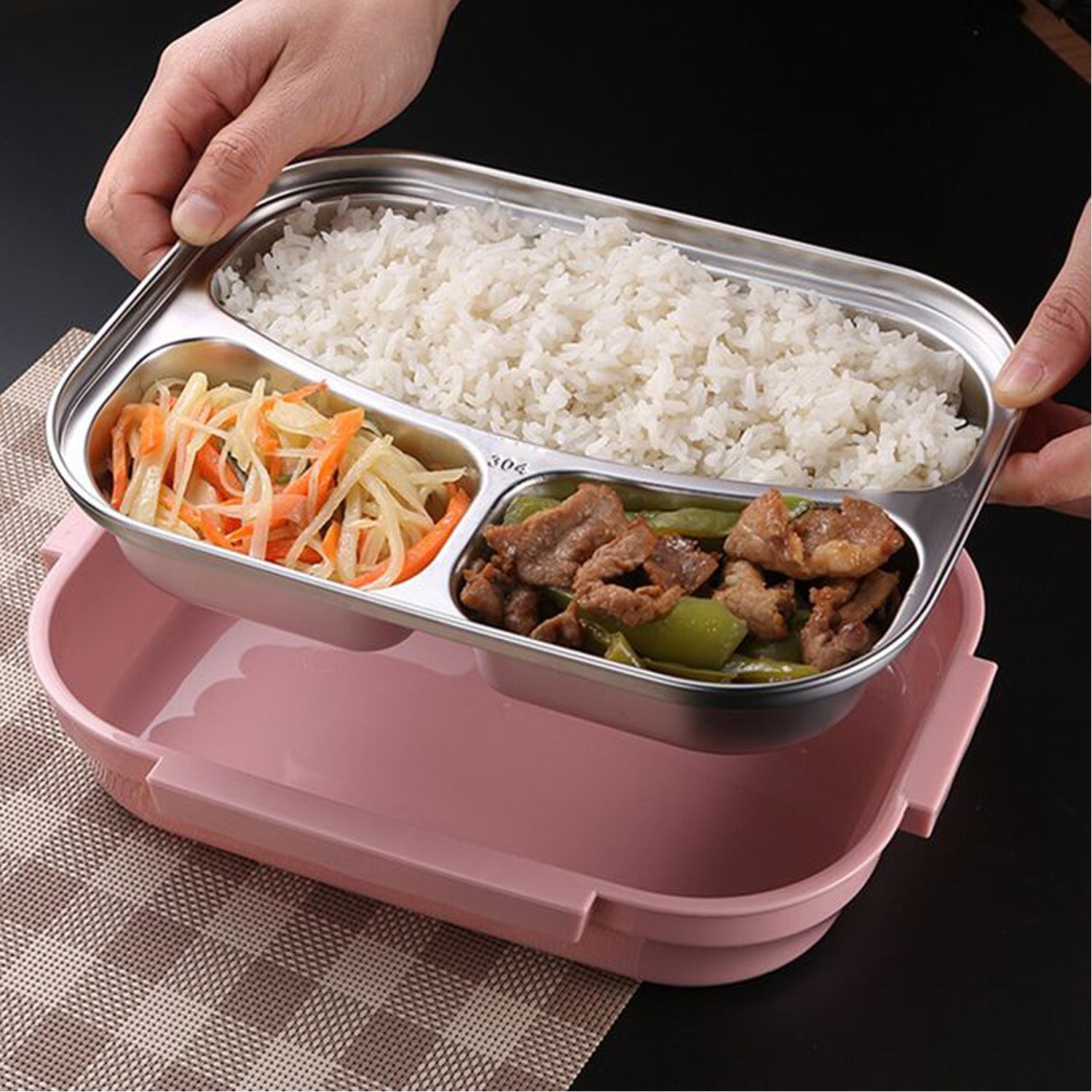 Lunch Box for Kids and adults, Stainless Steel Lunch Box with 3 Compartments.