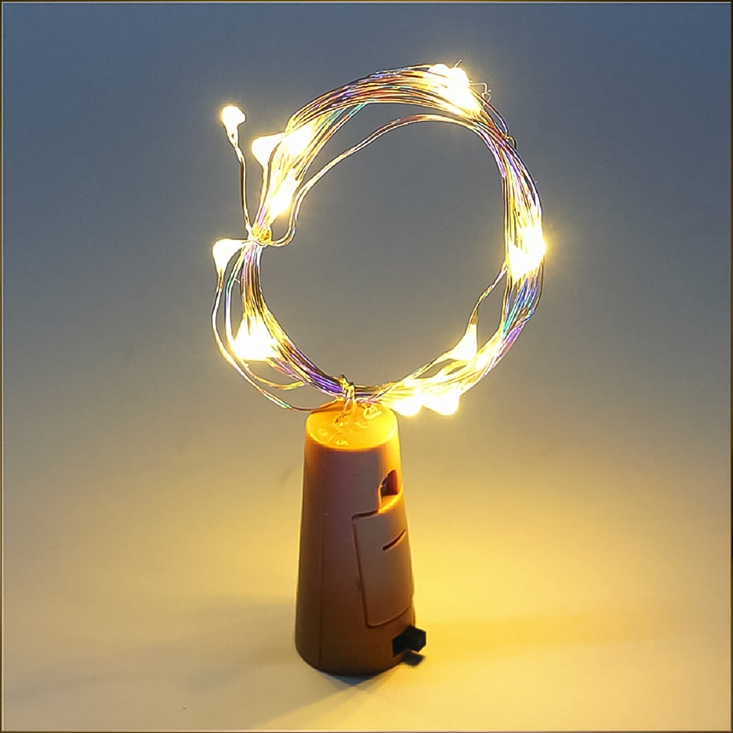 Wine Bottle Cork String Light | Multi LED / 2M Cable Length Copper Wire Battery Operated Warm white / 1 Pc)