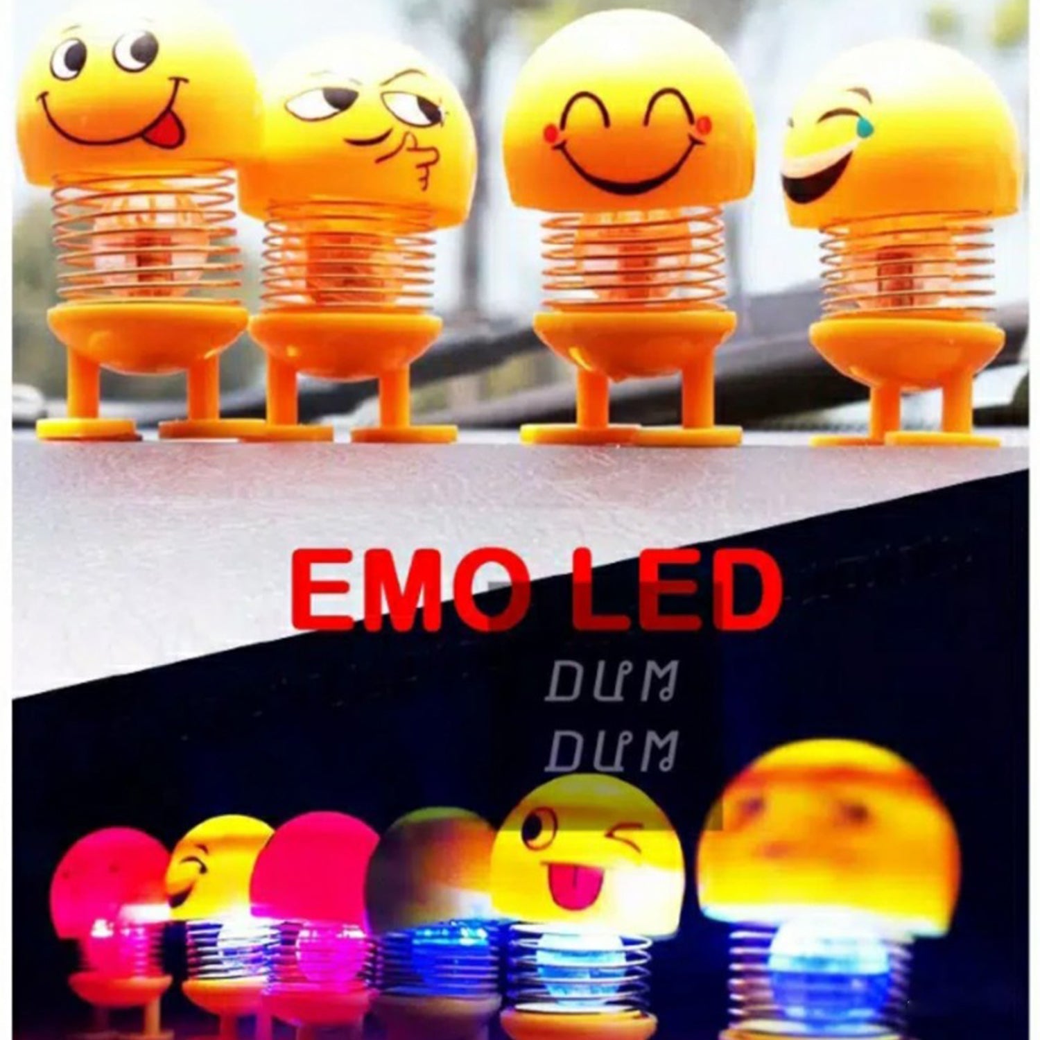 Emoji Shake Car Dashboard Doll Dance for Car interior Decoration With LED Light