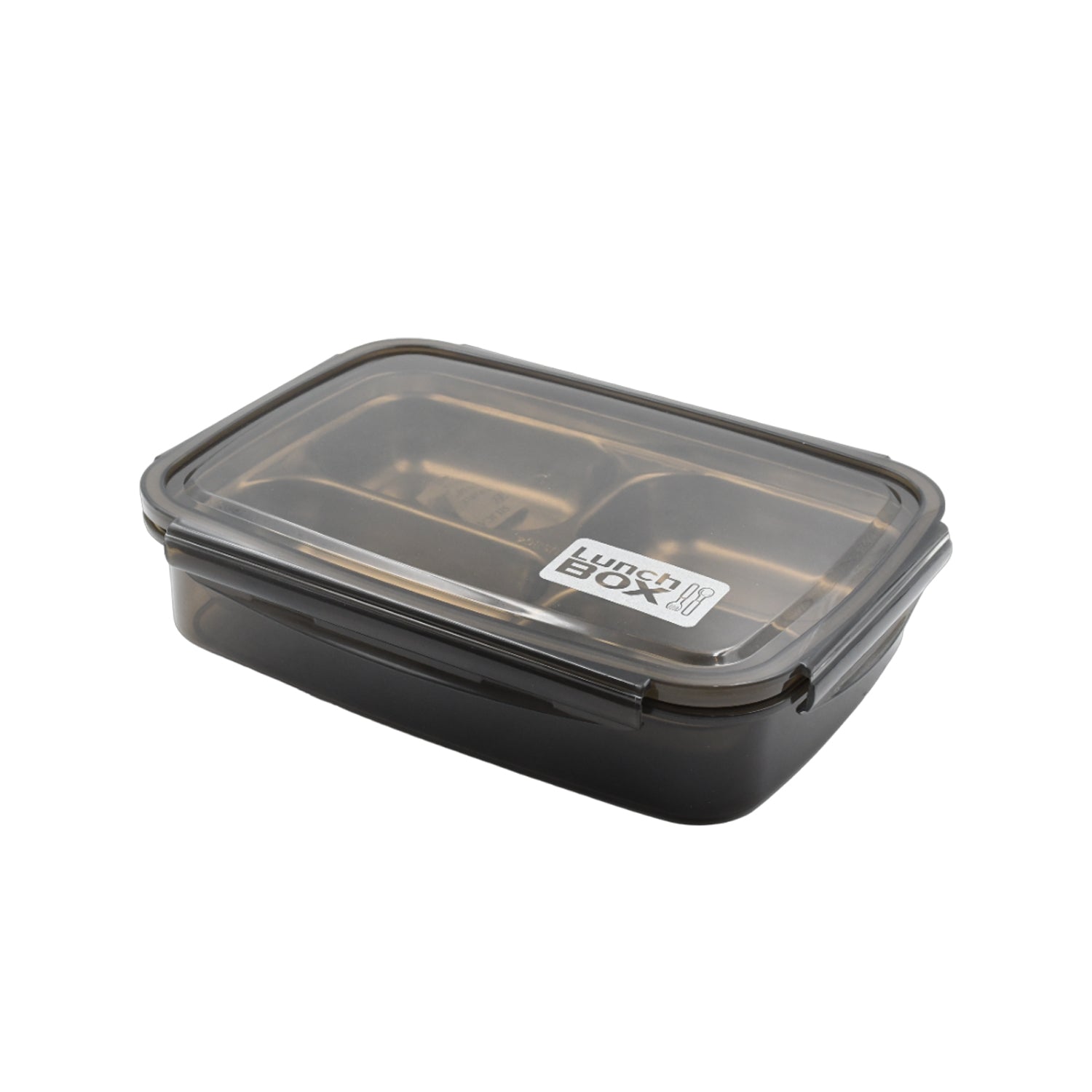 Black Transparent 4 Compartment Lunch Box for Kids and adults, Stainless Steel Lunch Box with 4 Compartments For Office, Travel, School, Home