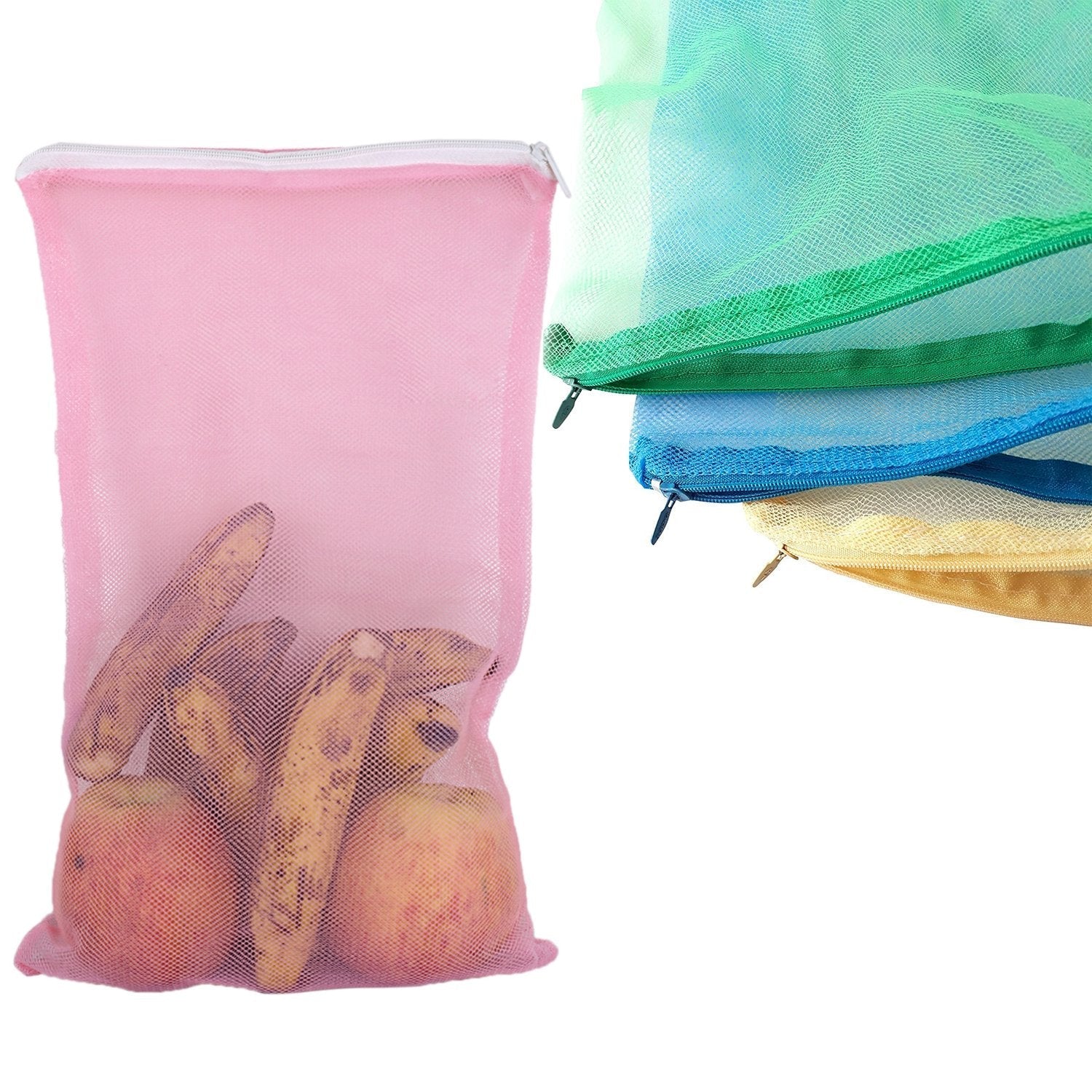 Fridge Bags for Fruits and Vegetables with Zip Net (Multicolour)