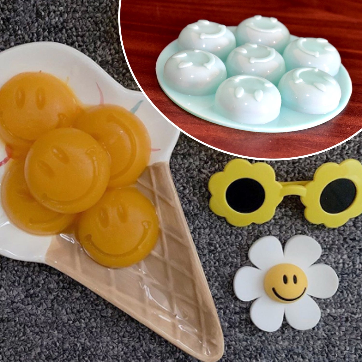 7cavity smiley shape chocolate mold tray cake baking mold Flexible silicone chocolate making tool