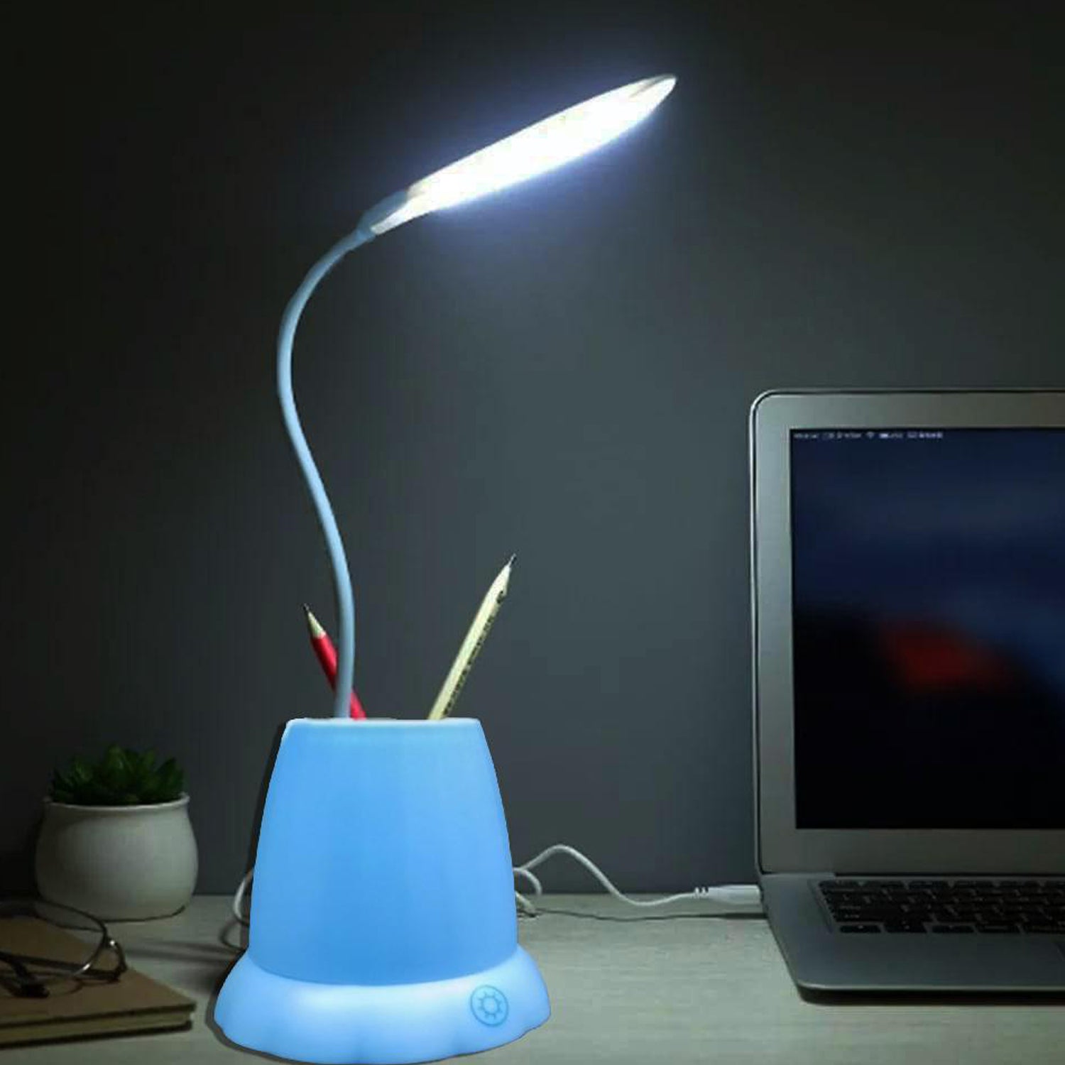 Desk Lamp with Pen Holder Table Lamp with Pencil Stand for Home Office