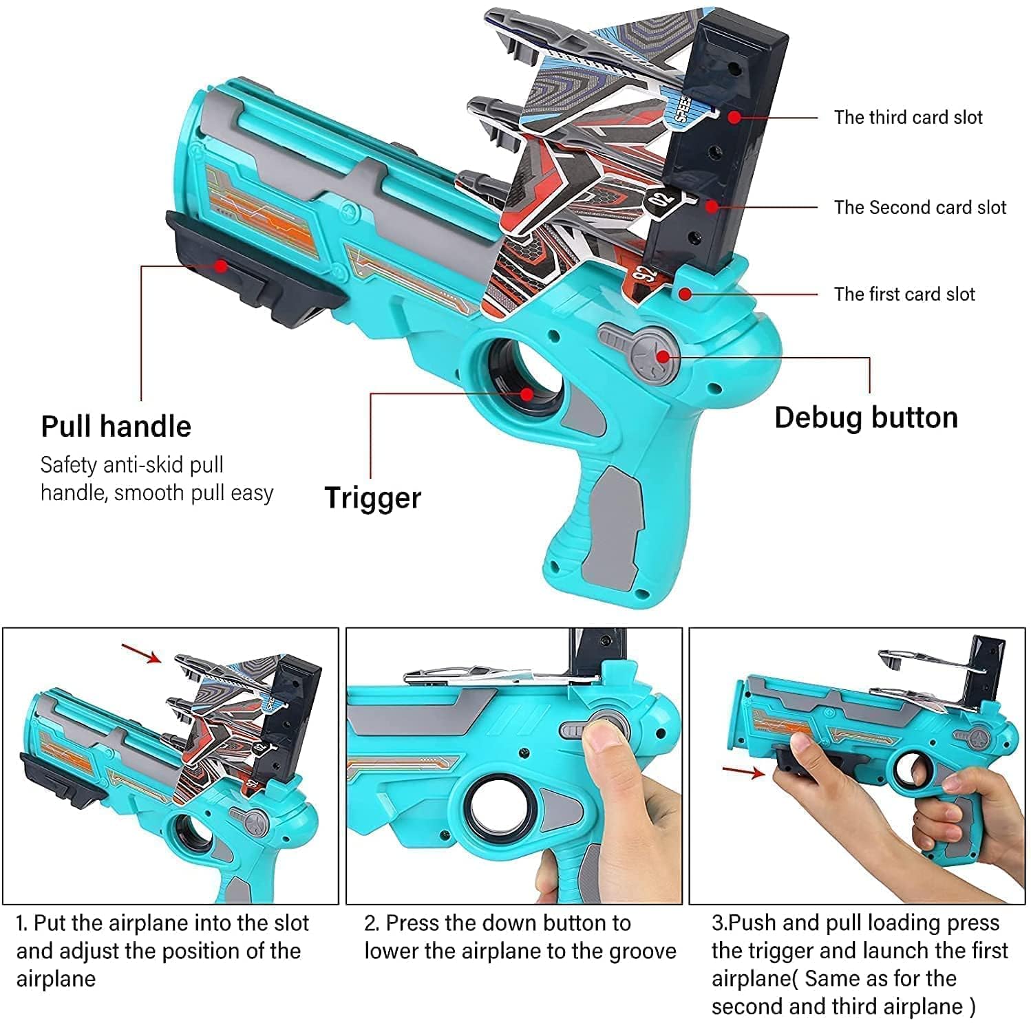 Airplane Launcher Gun Toy with Foam Glider Planes, Outdoor Games for Children, Best Aeroplane Toys for Kids, Air Battle Gun Toys  ( 5 Plane Include )