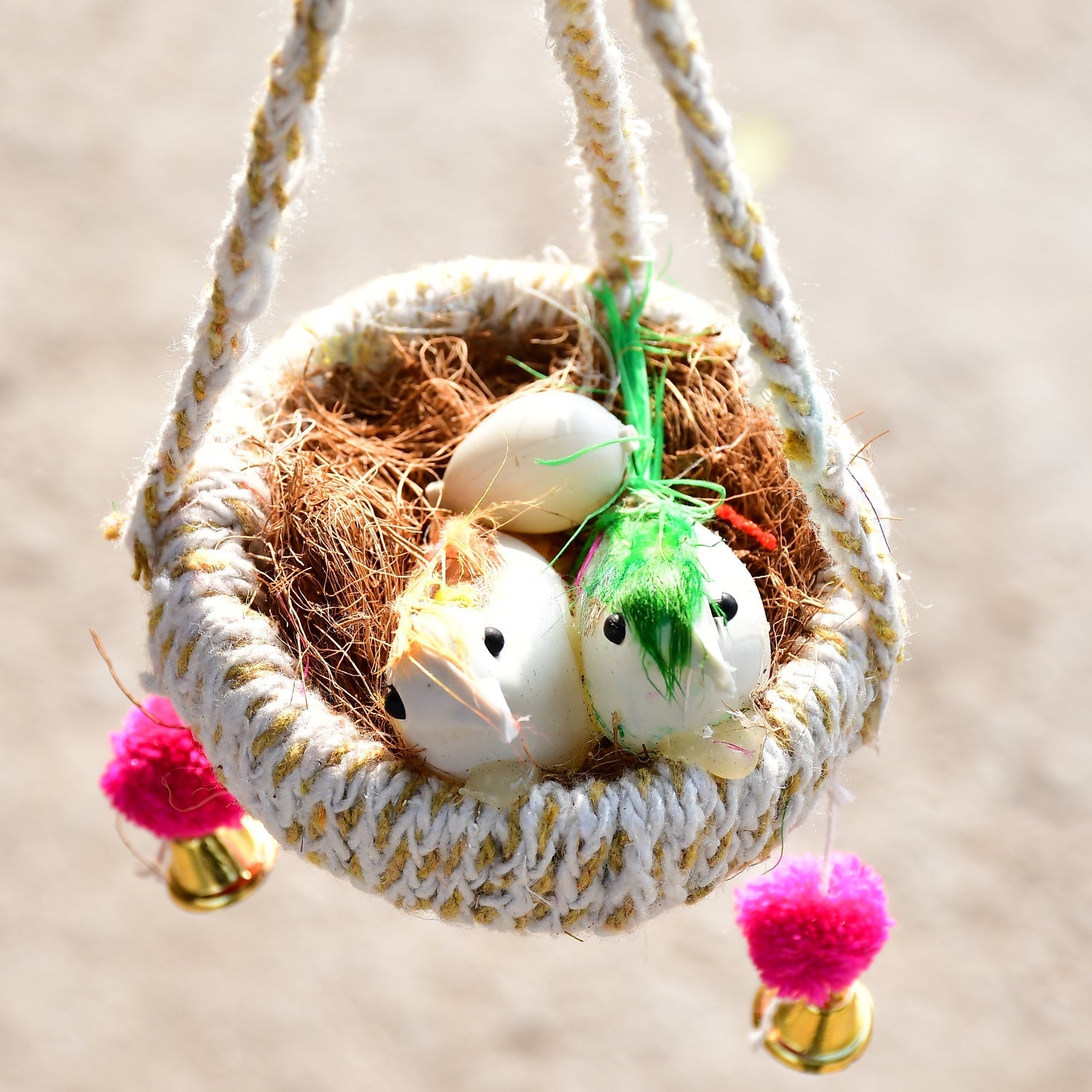 ARTIFICIAL JUTE HANGING BIRDS NEST JHUMAR CHIDIYAN KA GHOSLA With Brown Box