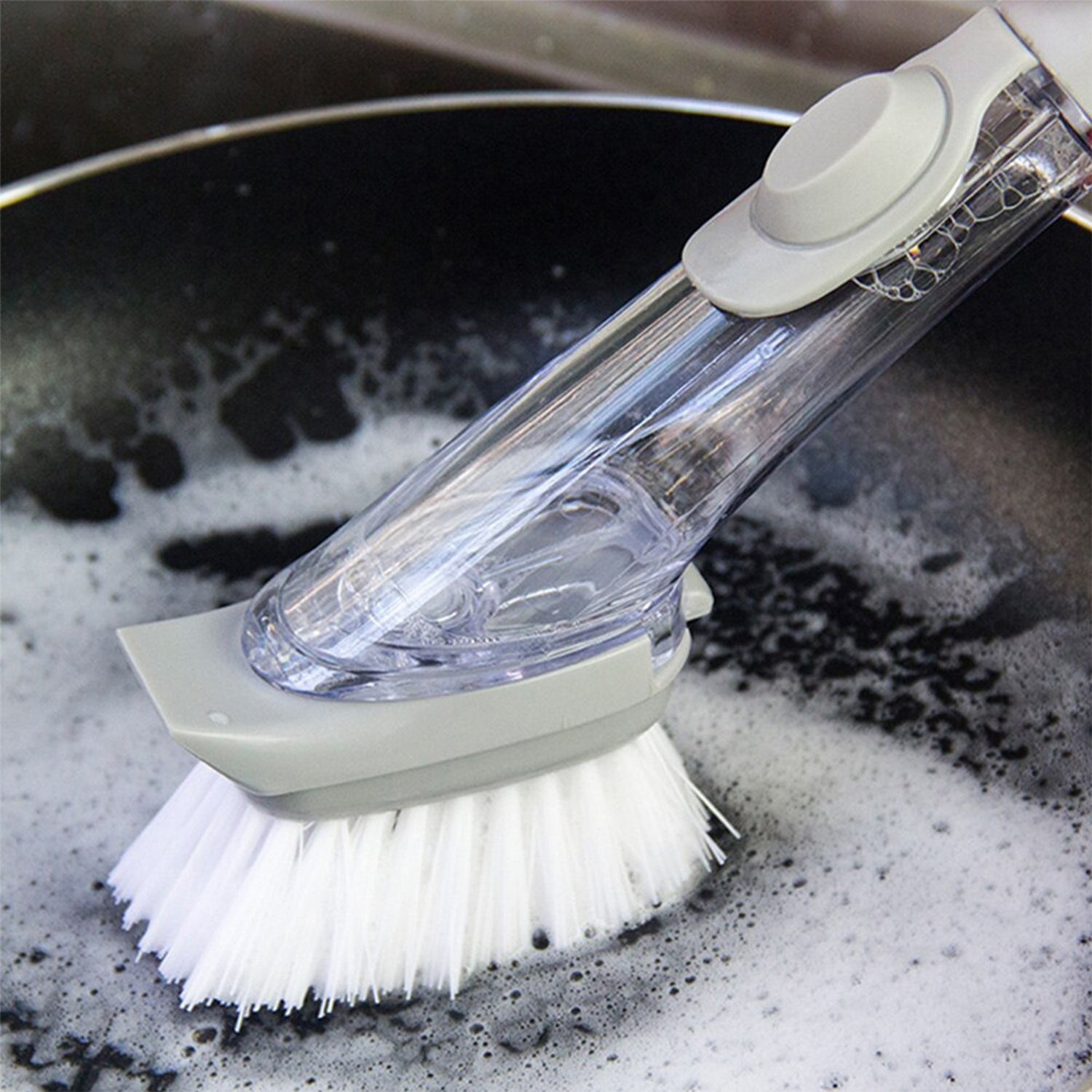 2-in-1 Dishwashing Brush, Long Handle Wash Pot Brush Washing Dish