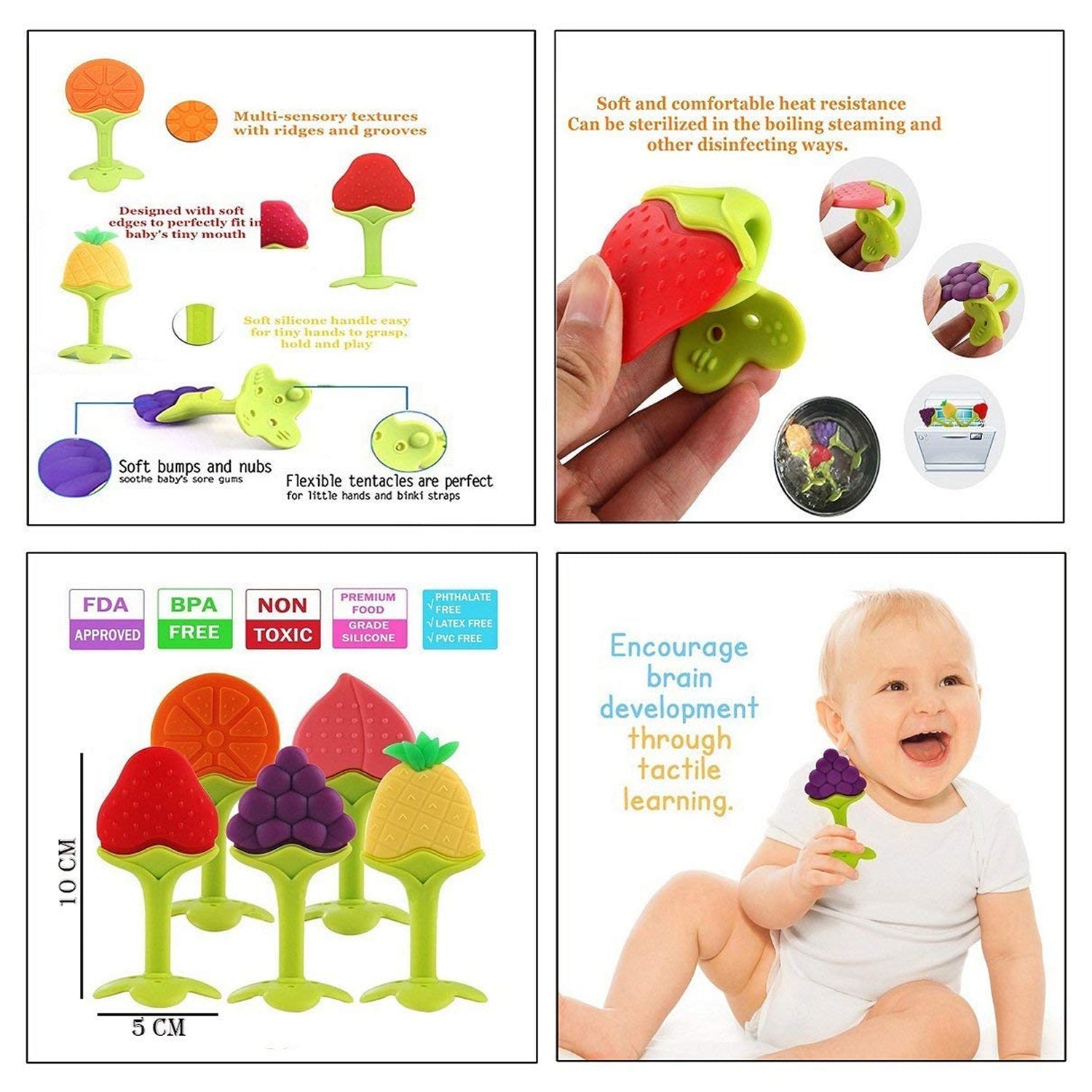 Silicone Fruit Shape Teether Toy Food Grade Silicon Teether Use For Baby  /  Toddlers  /  Infants  /  Children