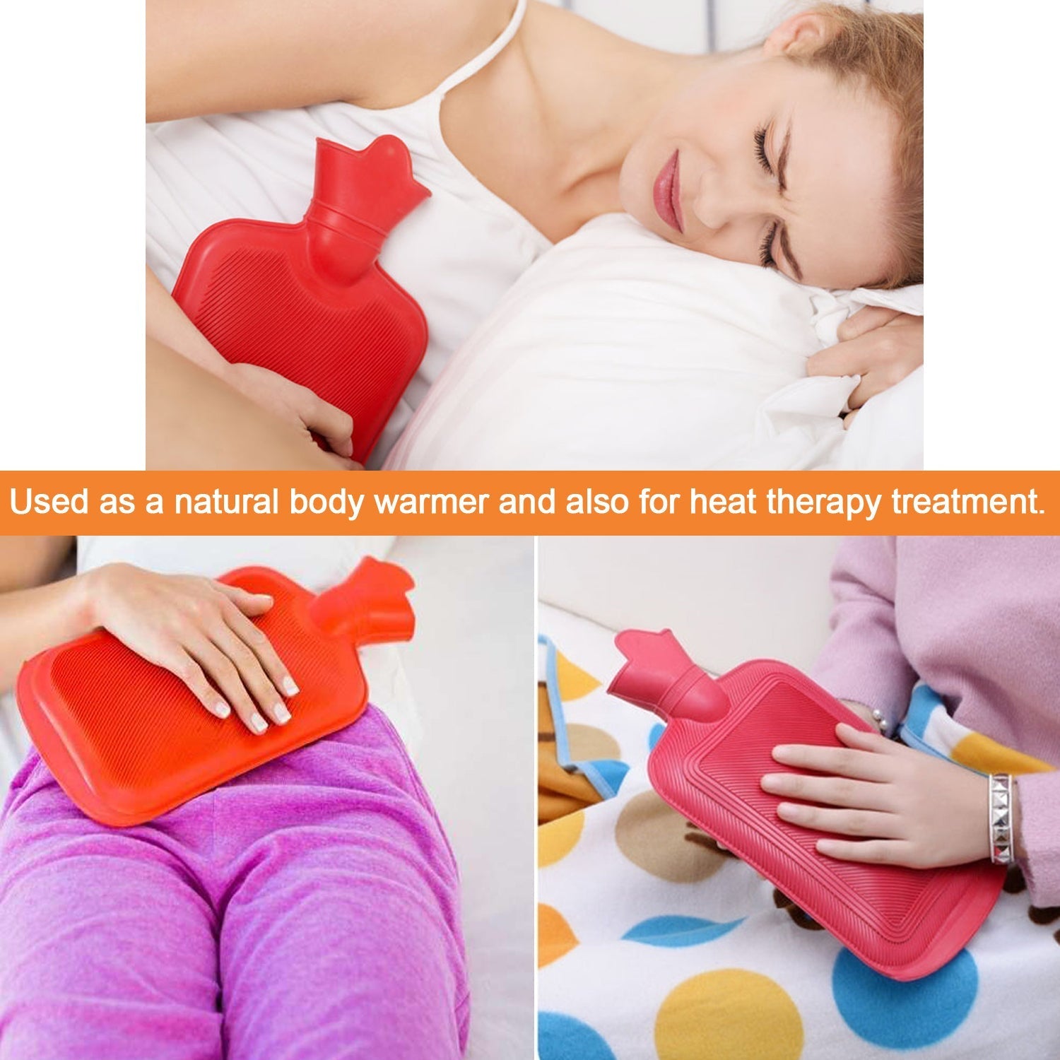 (Small) Rubber Hot Water Heating Pad Bag for Pain Relief