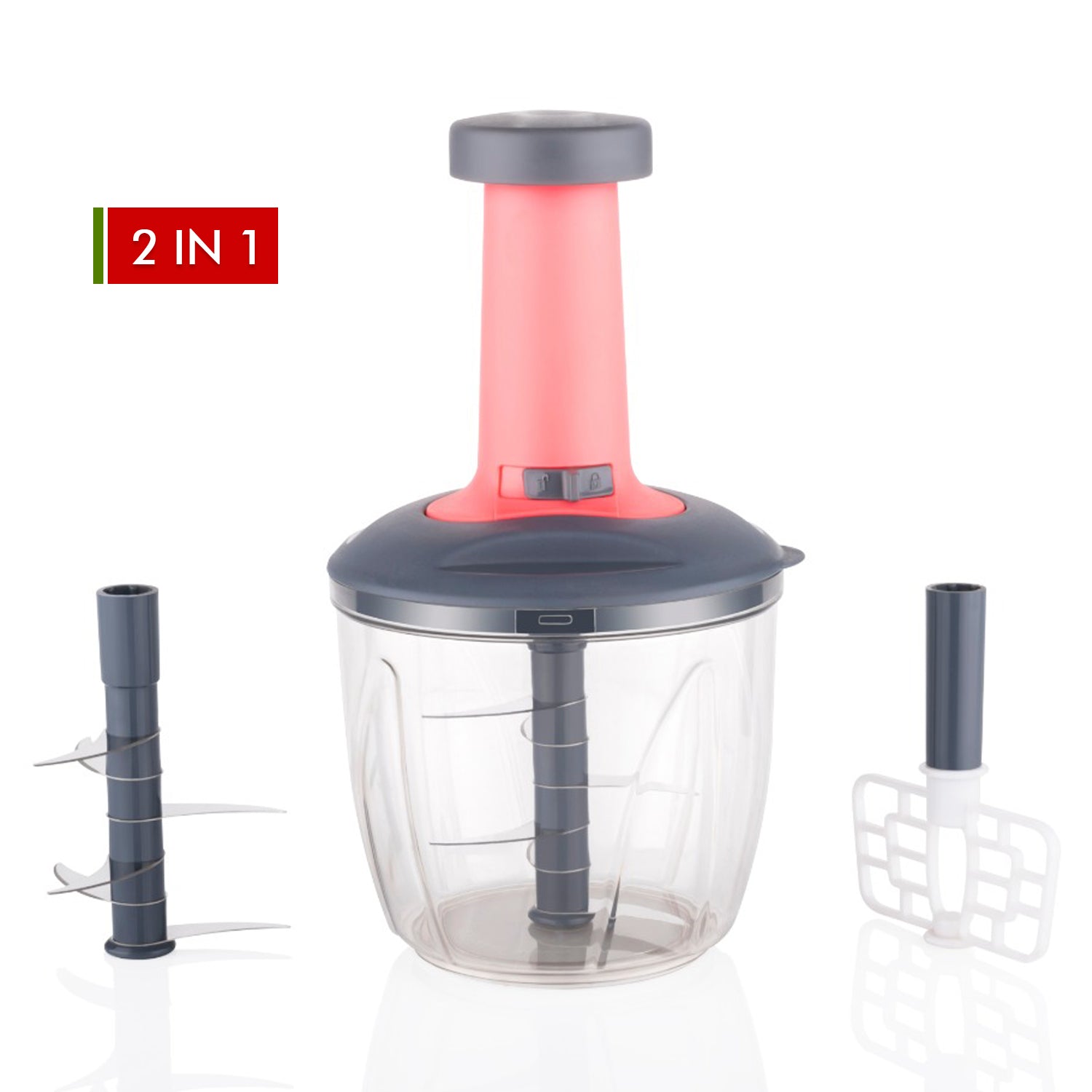 1100 ml 2 in 1 Push up Chopper with Blender affixed with 6 Sharp Blade | Vegetable and Fruit Cutter with Easy Push and chop Button