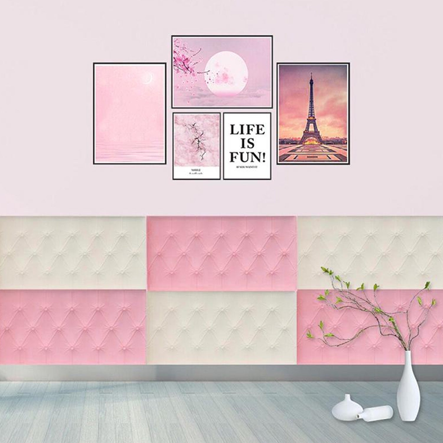 Pink 3D Adhesive wallpaper for  living Room. Room Wall Paper Home Decor Self Adhesive Wallpaper