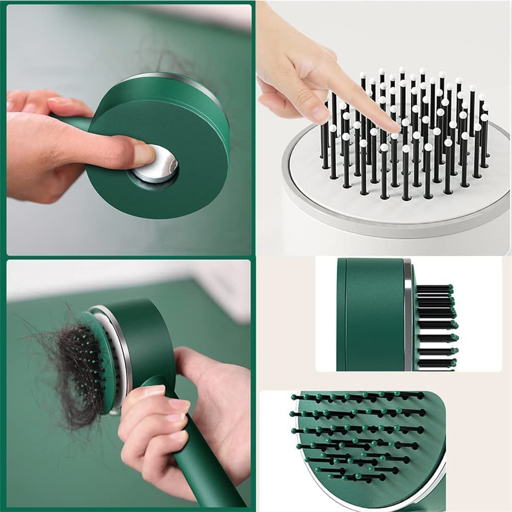 Air Cushion Massage Brush, Airbag Massage Comb with Long Handle, Self-Cleaning Hair Brush, Detangling Anti-Static for All Hair