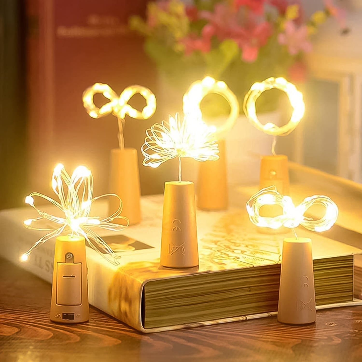 Wine Bottle Cork String Light | Multi LED / 2M Cable Length Copper Wire Battery Operated Warm white / 1 Pc)